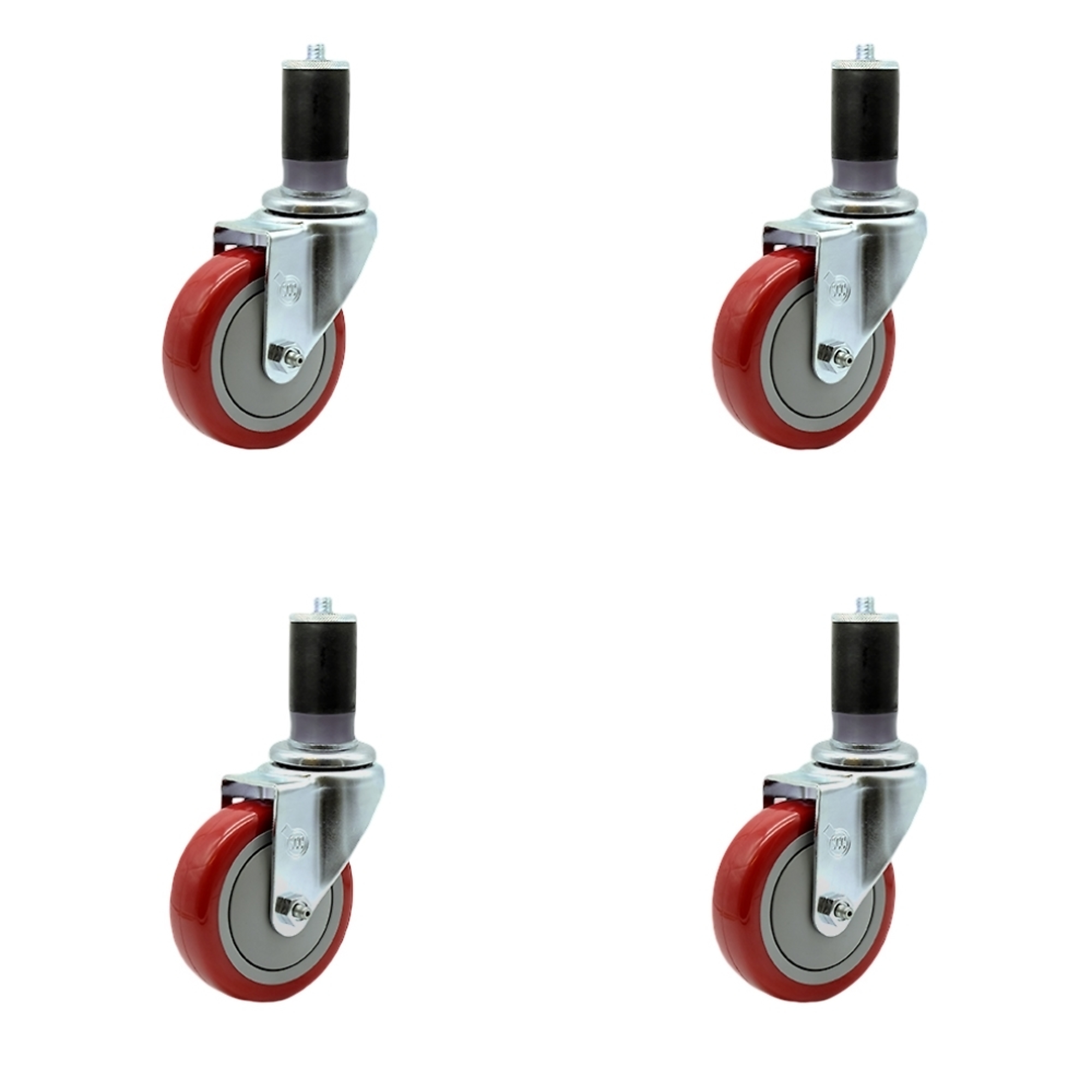 Service Caster, 4Inch x 1 1/4Inch Stem Casters, Wheel Diameter 4 in, Caster Type Rigid, Package (qty.) 4, Model SCC-SSEX20S414-PPUB-RED-MTG47-4