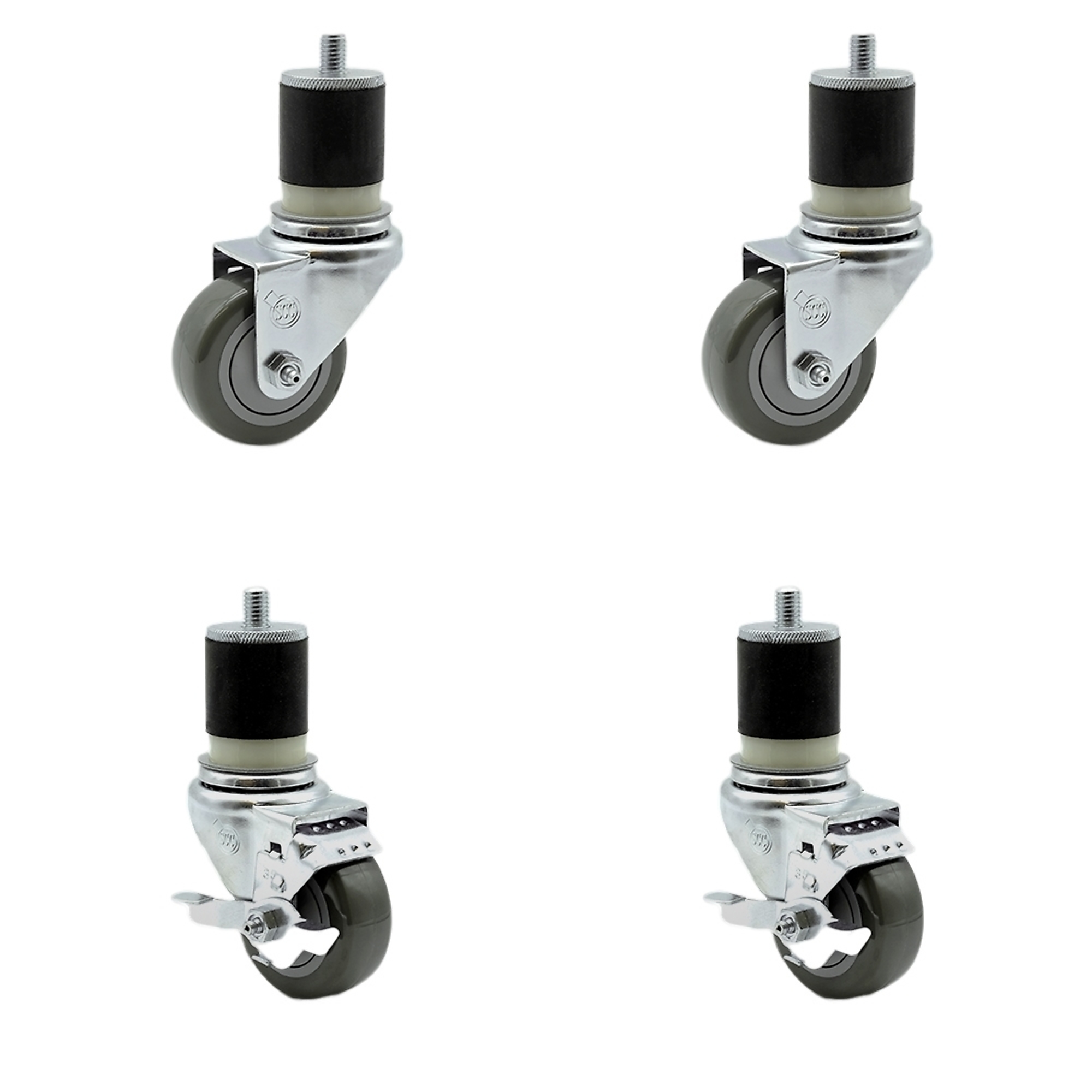 Service Caster, 3 1/2Inch x 1 1/4Inch Stem Casters, Wheel Diameter 3.5 in, Caster Type Swivel, Package (qty.) 4, Model SCC-SSEX20S3514-PPUB-2-TLB-2-