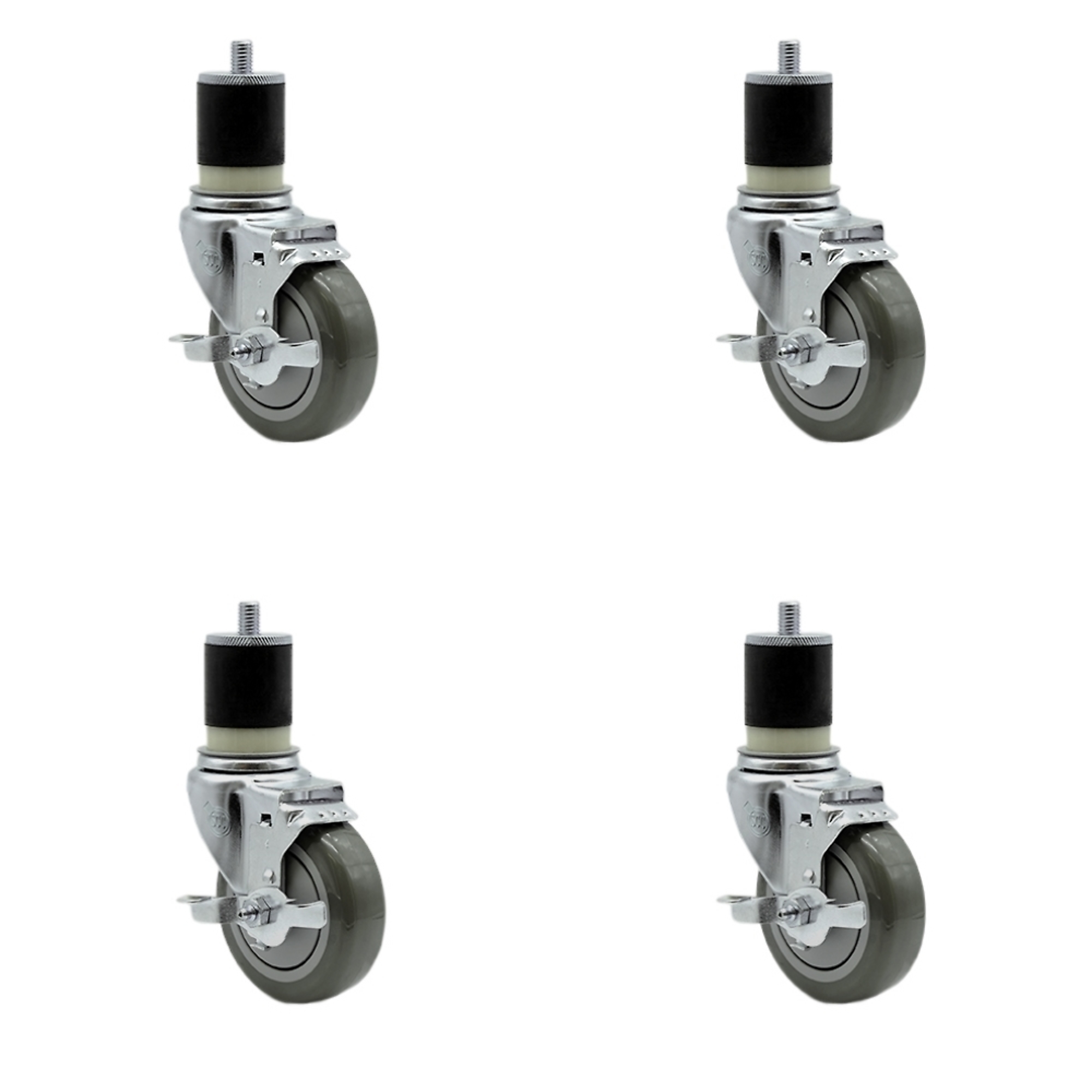 Service Caster, 4Inch x 1 1/4Inch Stem Casters, Wheel Diameter 4 in, Caster Type Rigid, Package (qty.) 4, Model SCC-SSEX20S414-PPUB-TLB-MTG21-4