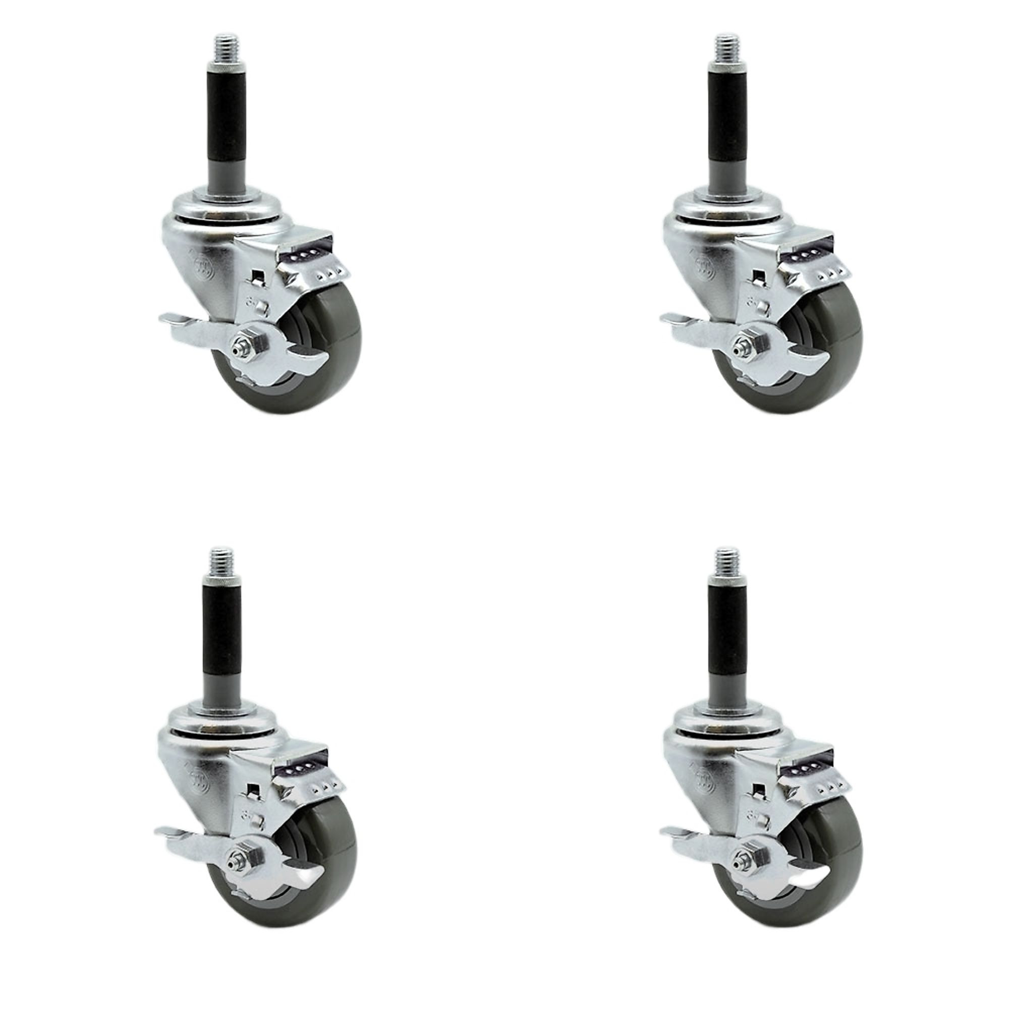 Service Caster, 3 1/2Inch x 1 1/4Inch Stem Casters, Wheel Diameter 3.5 in, Caster Type Rigid, Package (qty.) 4, Model SCC-SSEX20S3514-PPUB-TLB-MTG40-4