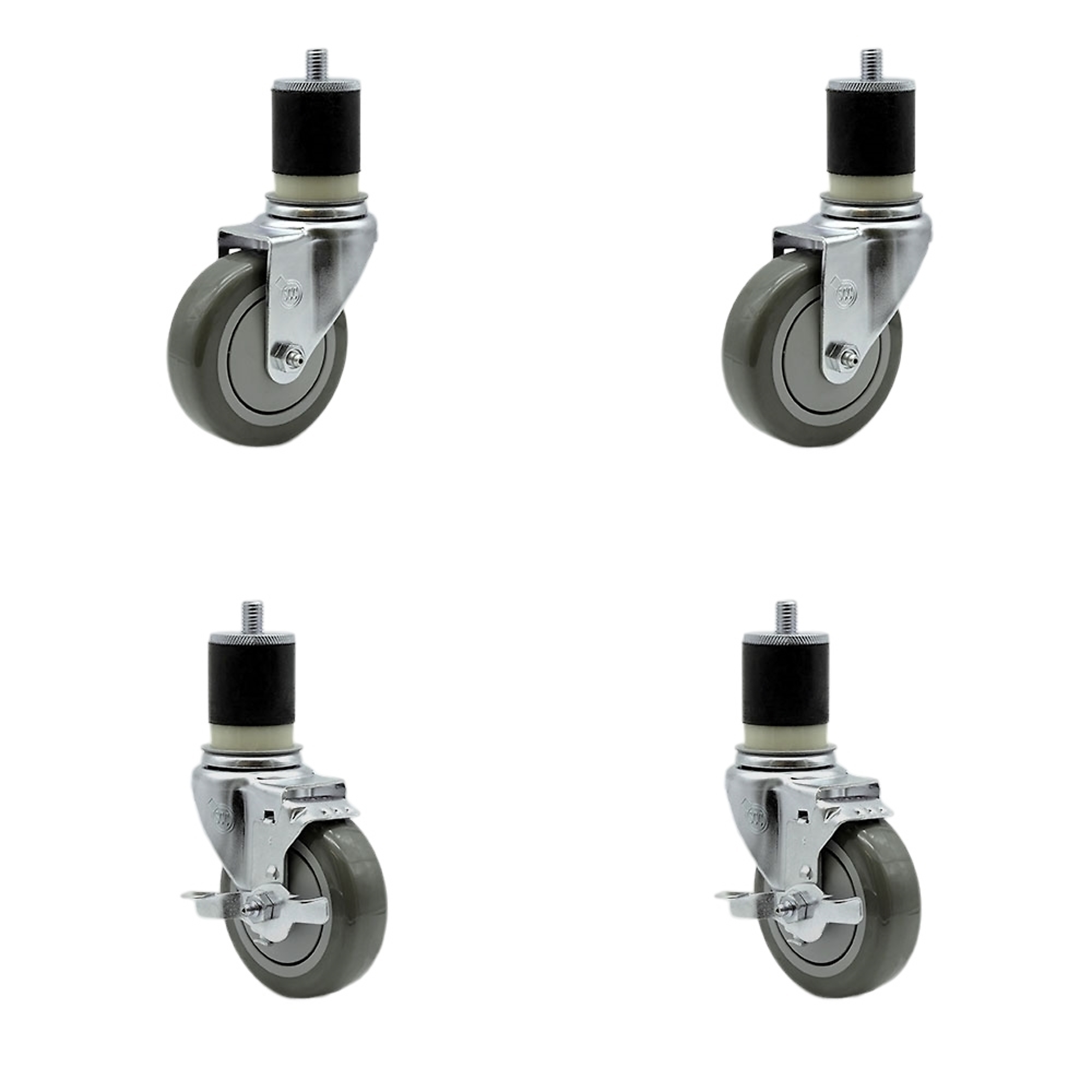 Service Caster, 4Inch x 1 1/4Inch Stem Casters, Wheel Diameter 4 in, Caster Type Swivel, Package (qty.) 4, Model SCC-SSEX20S414-PPUB-2-TLB-2-MTG21