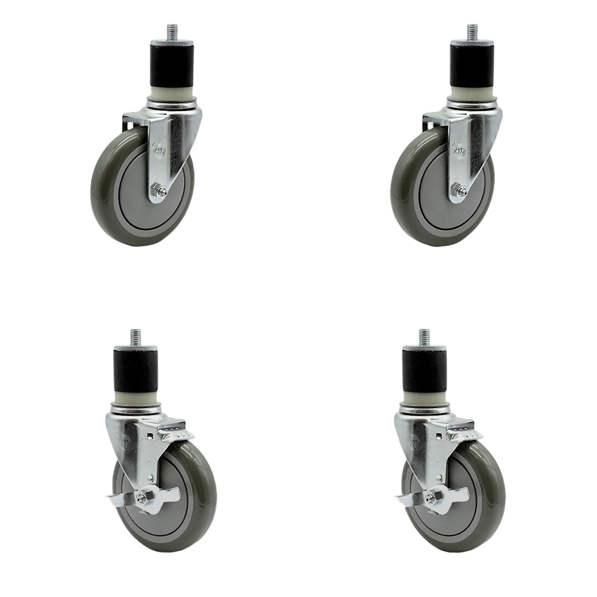 Service Caster, 5Inch x 1 1/4Inch Stem Casters, Wheel Diameter 5 in, Caster Type Swivel, Package (qty.) 4, Model SCC-SSEX20S514-PPUB-2-TLB-2-MTG21