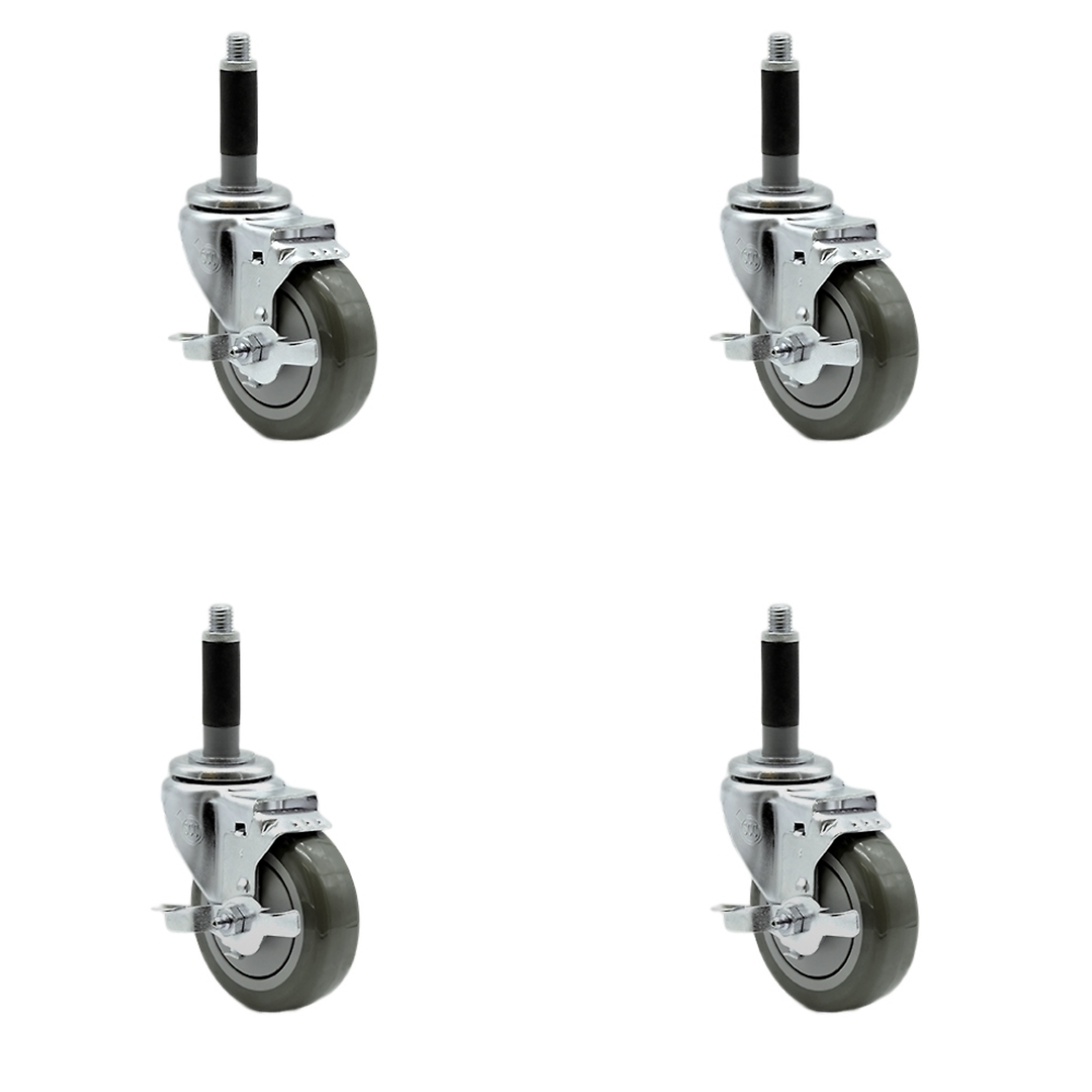 Service Caster, 4Inch x 1 1/4Inch Stem Casters, Wheel Diameter 4 in, Caster Type Rigid, Package (qty.) 4, Model SCC-SSEX20S414-PPUB-TLB-MTG40-4