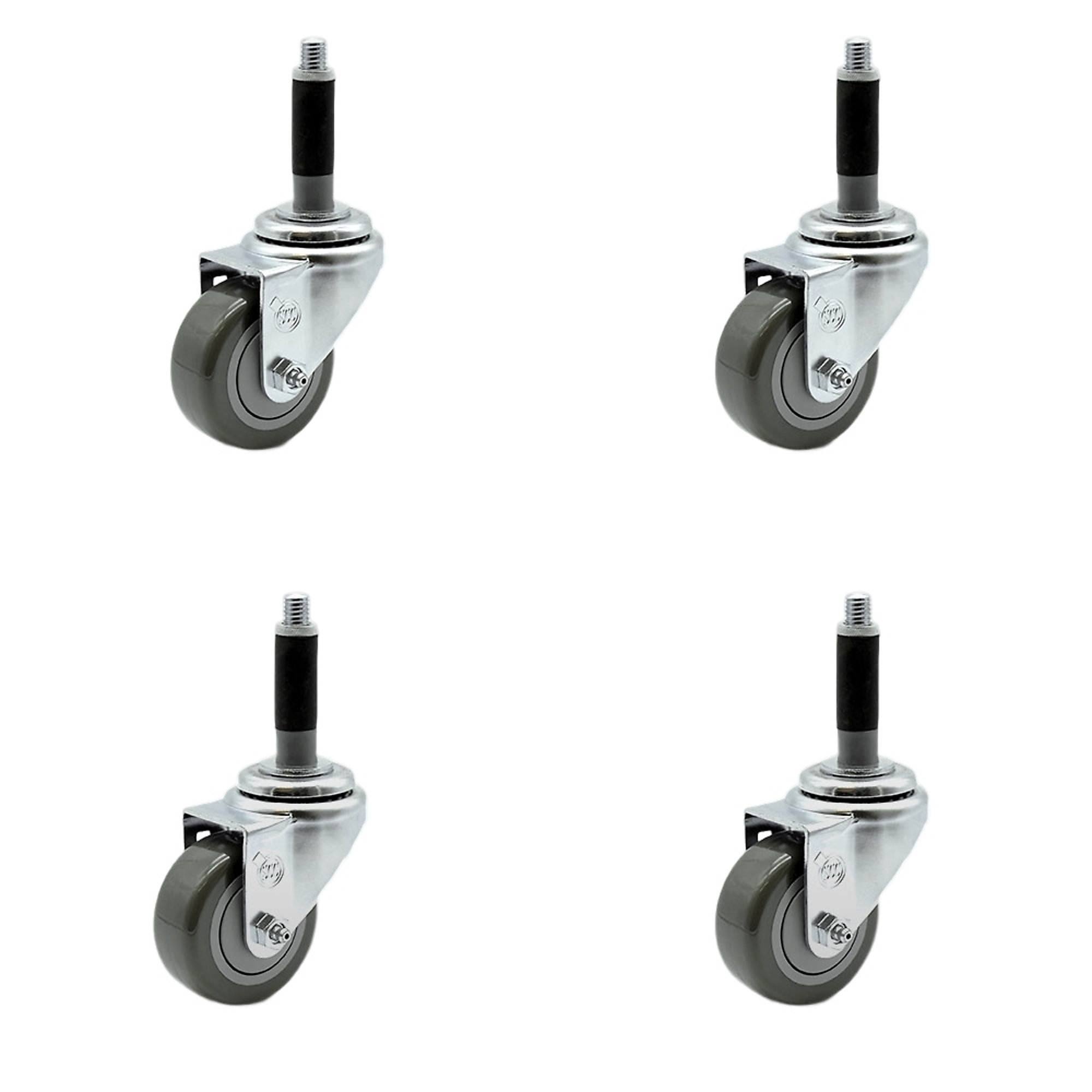 Service Caster, 3Inch x 1 1/4Inch Stem Casters, Wheel Diameter 3 in, Caster Type Rigid, Package (qty.) 4, Model SCC-SSEX20S314-PPUB-MTG40-4