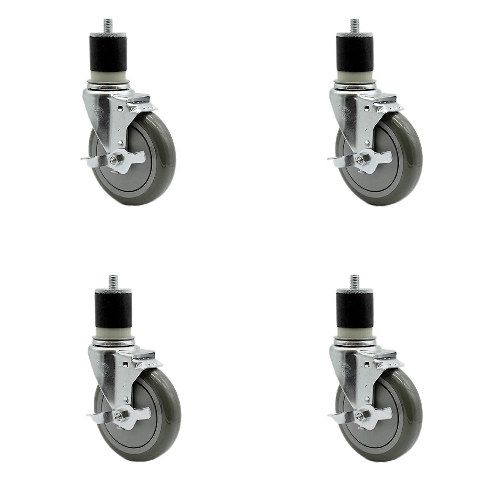 Service Caster, 5Inch x 1 1/4Inch Stem Casters, Wheel Diameter 5 in, Caster Type Rigid, Package (qty.) 4, Model SCC-SSEX20S514-PPUB-TLB-MTG21-4