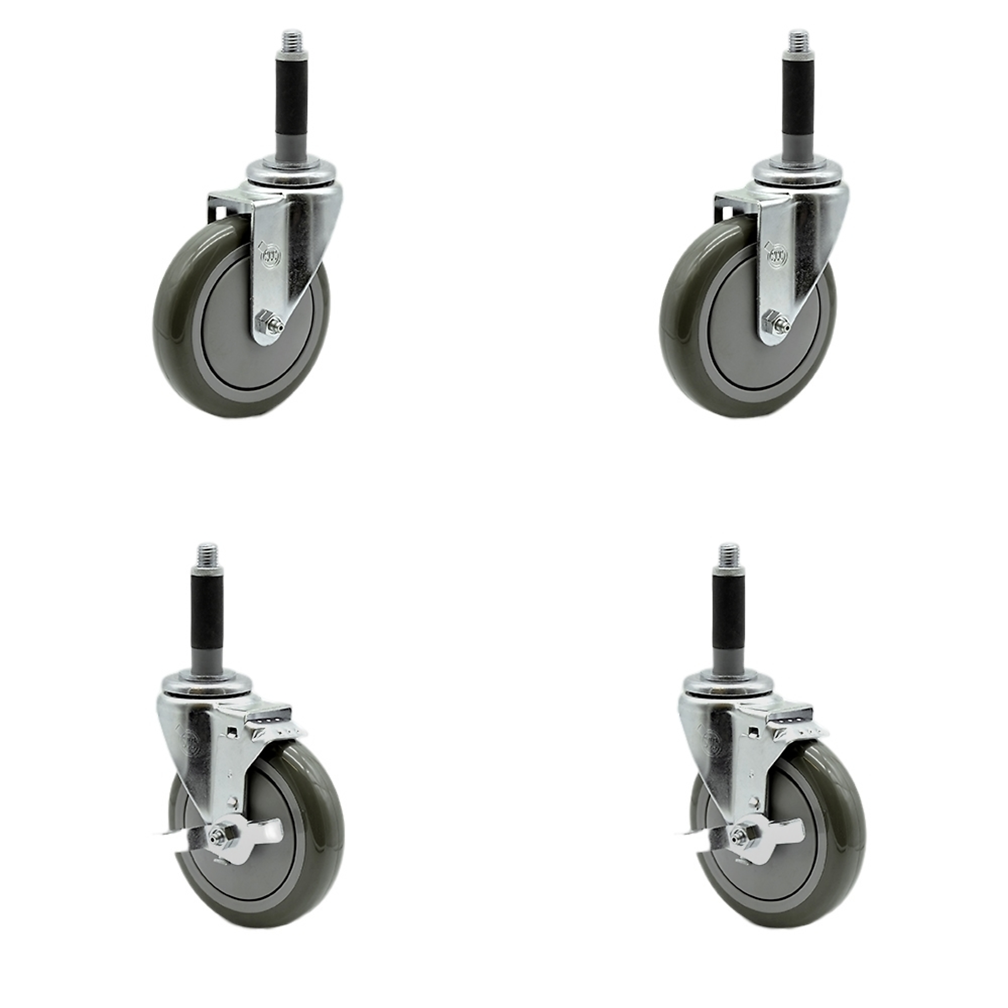 Service Caster, 5Inch x 1 1/4Inch Stem Casters, Wheel Diameter 5 in, Caster Type Swivel, Package (qty.) 4, Model SCC-SSEX20S514-PPUB-2-TLB-2-MTG40