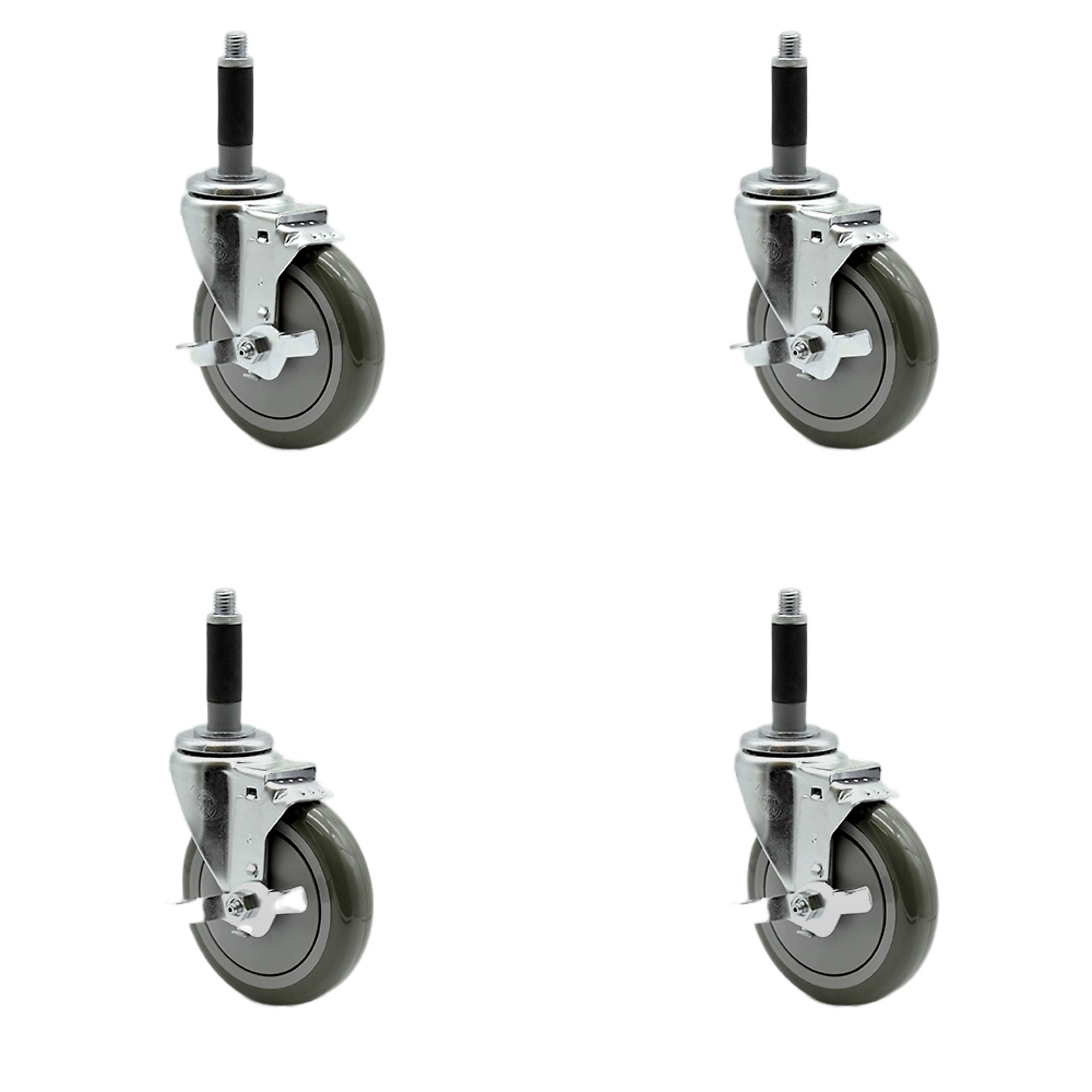 Service Caster, 5Inch x 1 1/4Inch Stem Casters, Wheel Diameter 5 in, Caster Type Rigid, Package (qty.) 4, Model SCC-SSEX20S514-PPUB-TLB-MTG40-4