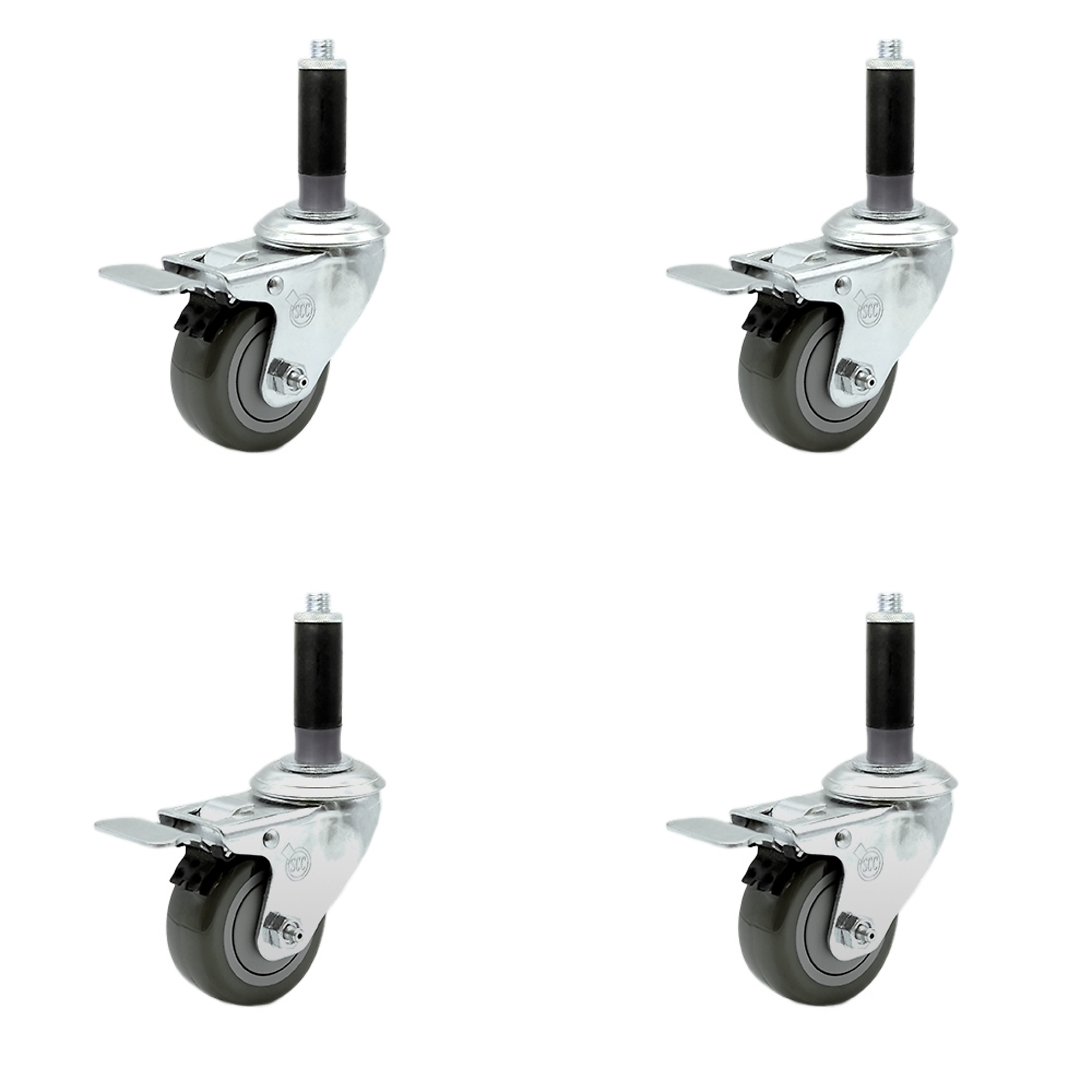 Service Caster, 3Inch x 1 1/4Inch Stem Casters, Wheel Diameter 3 in, Caster Type Rigid, Package (qty.) 4, Model SCC-SSTTLEX20S314-PPUB-MTG41-4