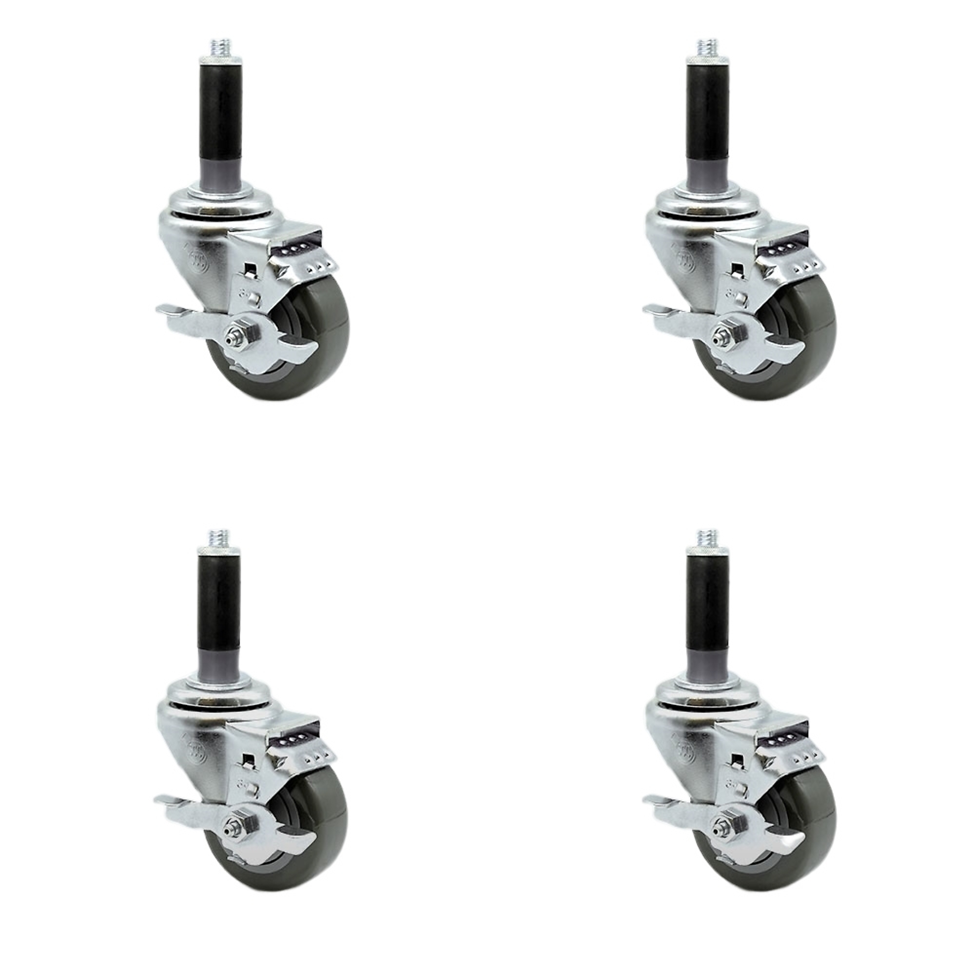 Service Caster, 3 1/2Inch x 1 1/4Inch Stem Casters, Wheel Diameter 3.5 in, Caster Type Rigid, Package (qty.) 4, Model SCC-SSEX20S3514-PPUB-TLB-MTG41-4