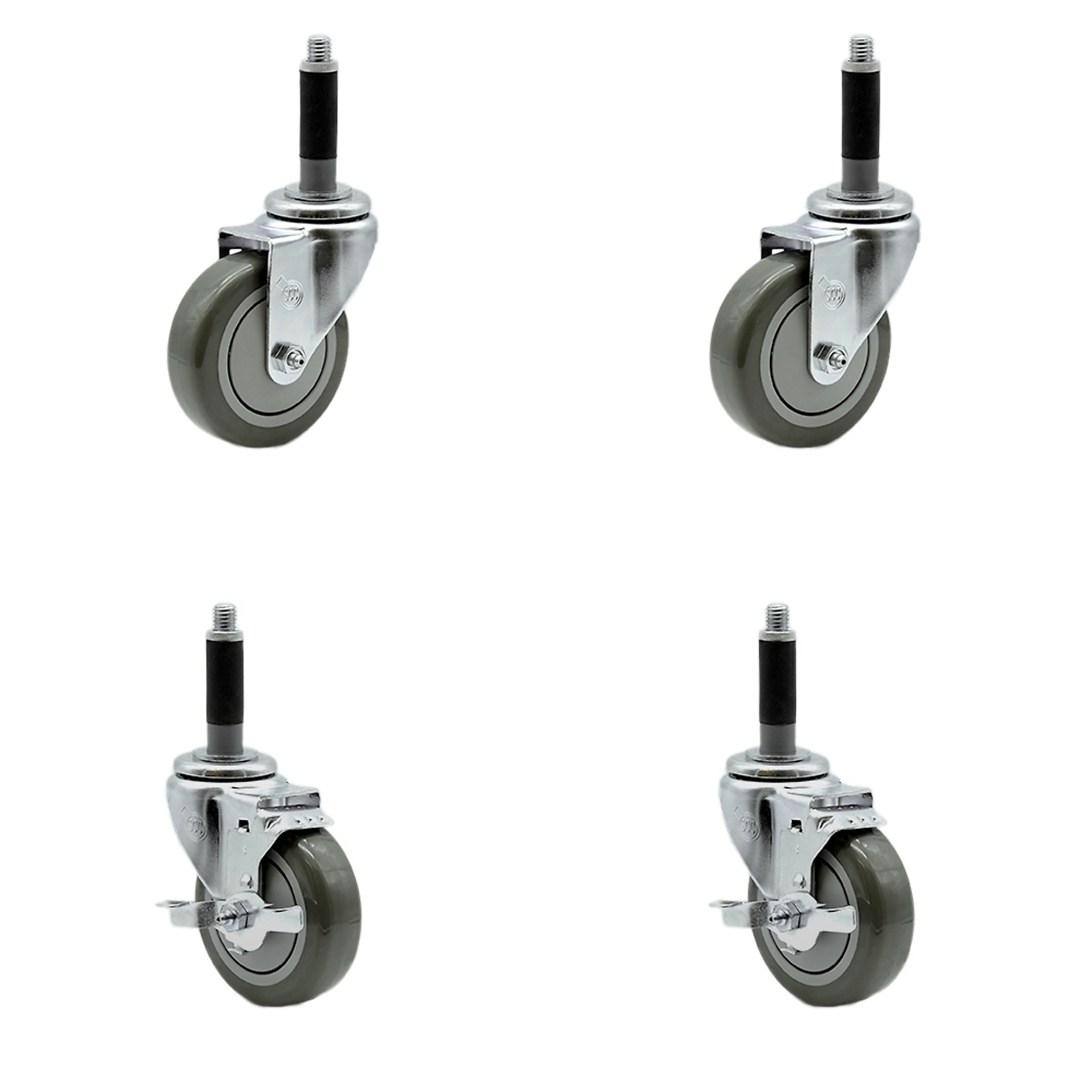 Service Caster, 4Inch x 1 1/4Inch Stem Casters, Wheel Diameter 4 in, Caster Type Swivel, Package (qty.) 4, Model SCC-SSEX20S414-PPUB-2-TLB-2-MTG40