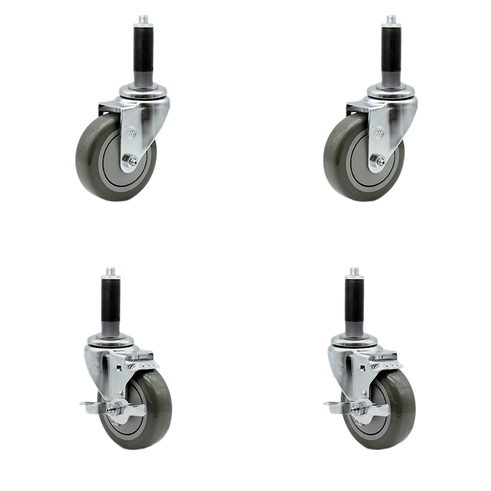 Service Caster, 4Inch x 1 1/4Inch Stem Casters, Wheel Diameter 4 in, Caster Type Swivel, Package (qty.) 4, Model SCC-SSEX20S414-PPUB-2-TLB-2-MTG41