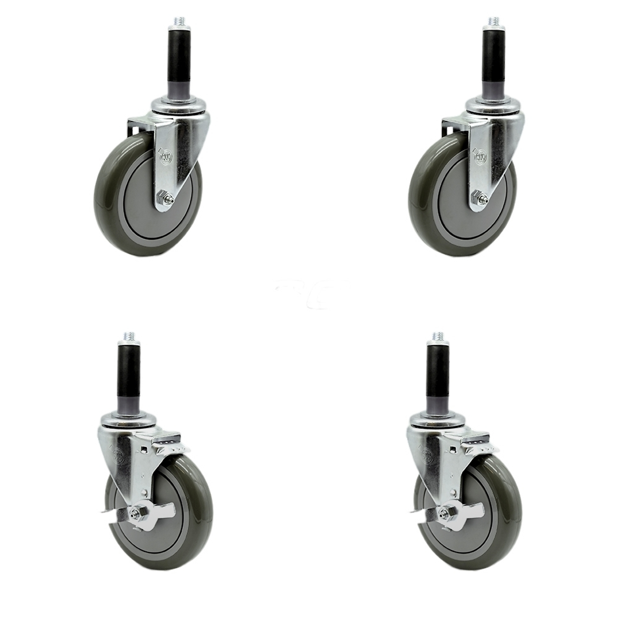 Service Caster, 5Inch x 1 1/4Inch Stem Casters, Wheel Diameter 5 in, Caster Type Swivel, Package (qty.) 4, Model SCC-SSEX20S514-PPUB-2-TLB-2-MTG41