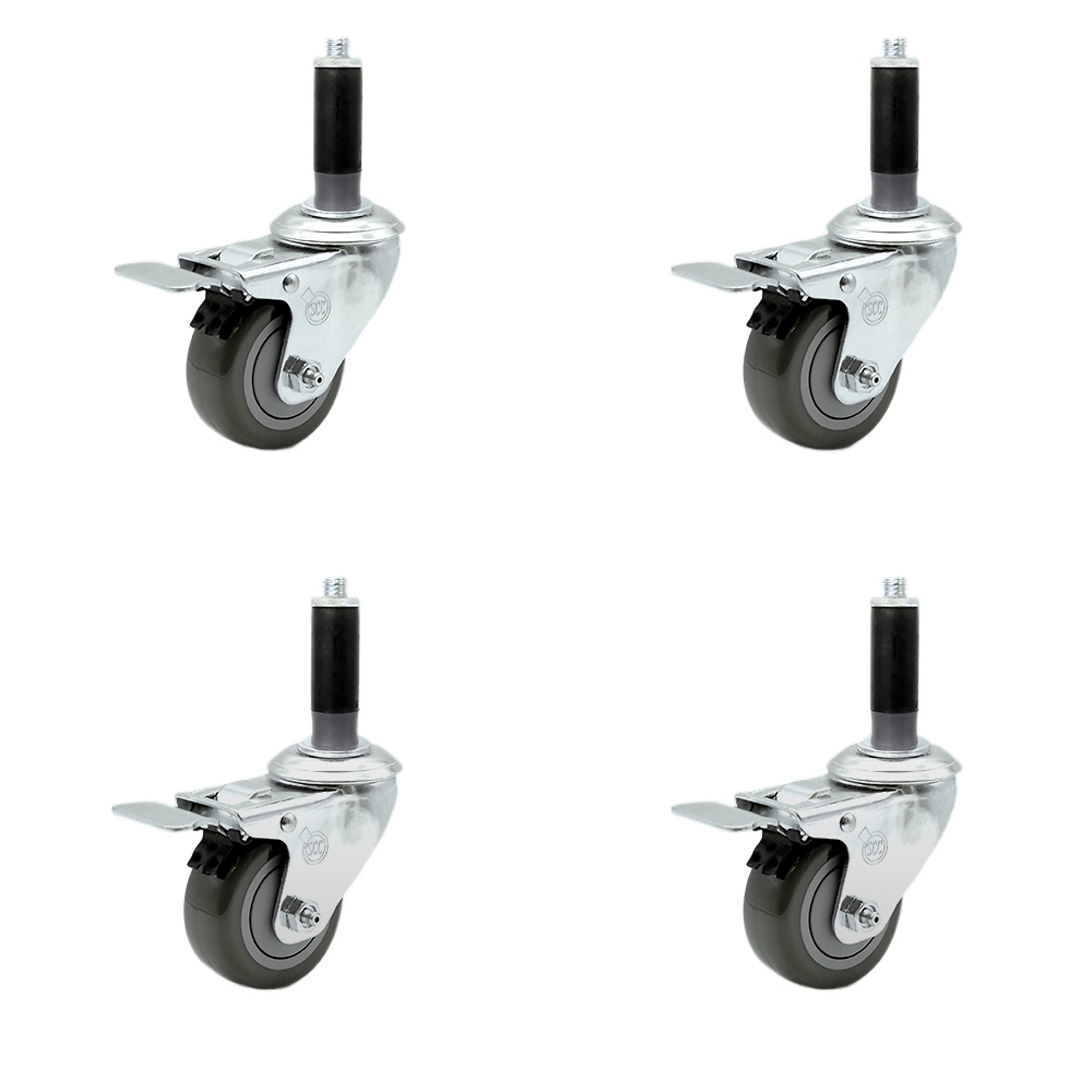 Service Caster, 3Inch x 1 1/4Inch Stem Casters, Wheel Diameter 3 in, Caster Type Rigid, Package (qty.) 4, Model SCC-SSTTLEX20S314-PPUB-MTG42-4