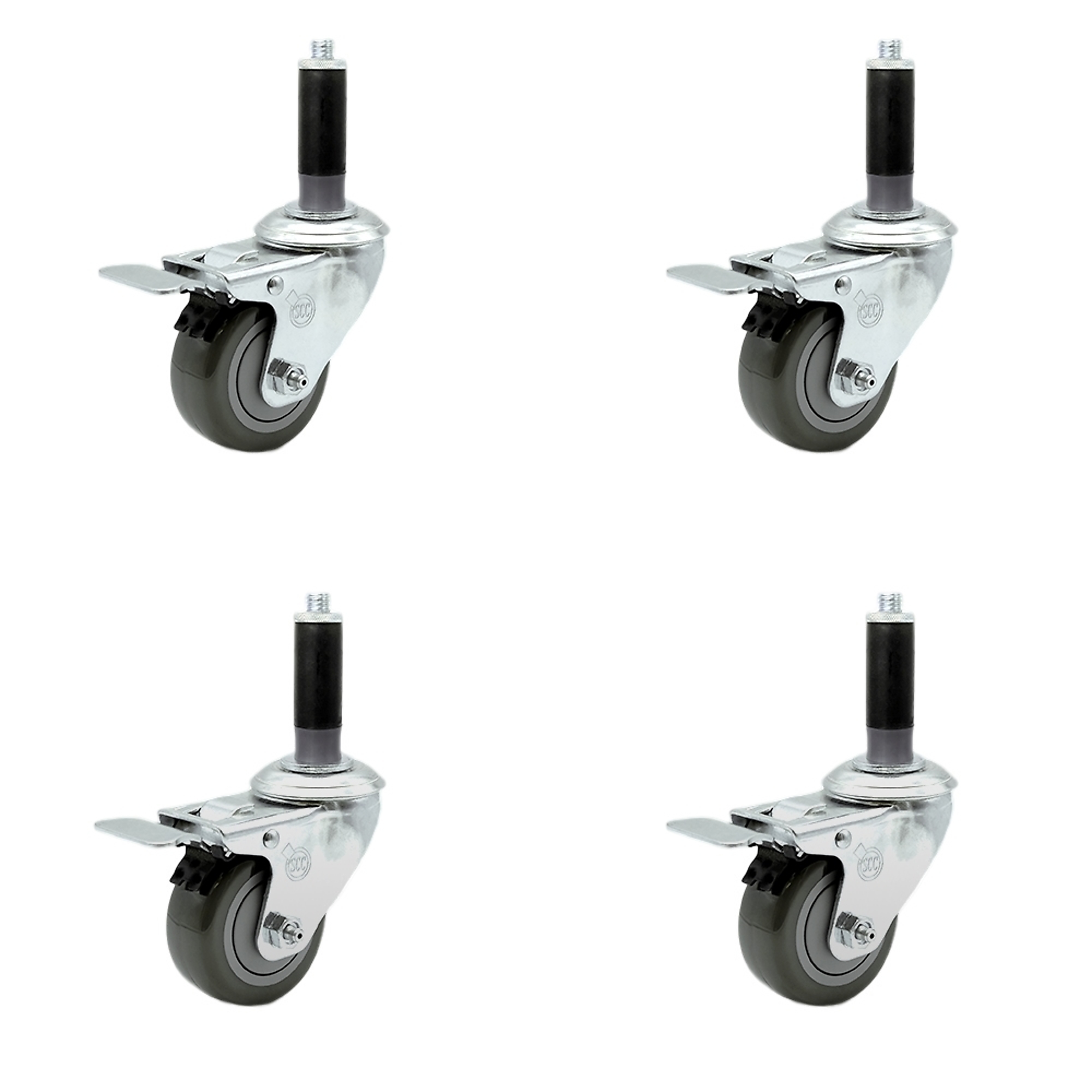 Service Caster, 3 1/2Inch x 1 1/4Inch Stem Casters, Wheel Diameter 3.5 in, Caster Type Rigid, Package (qty.) 4, Model SCC-SSTTLEX20S3514-PPUB-MTG41-4