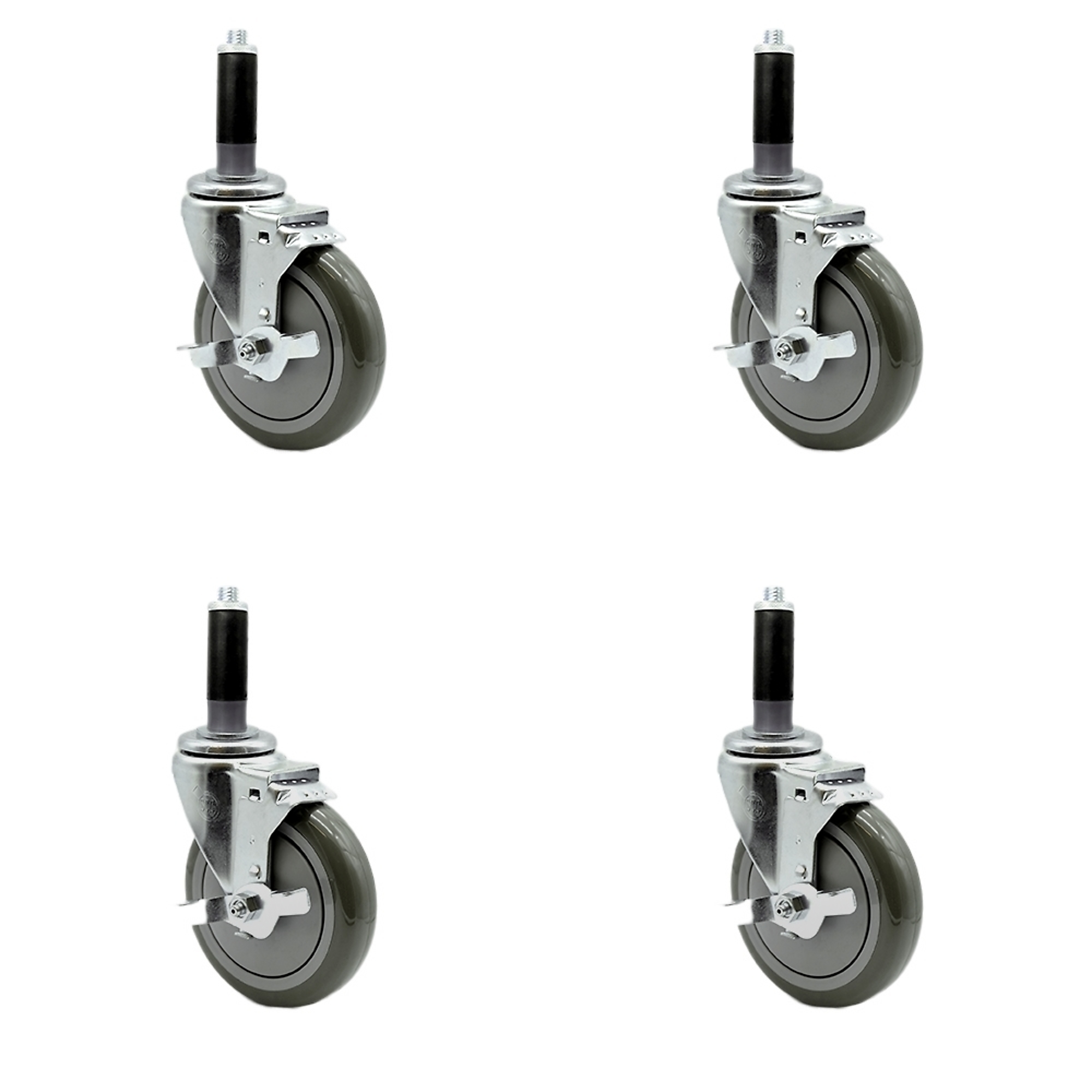 Service Caster, 5Inch x 1 1/4Inch Stem Casters, Wheel Diameter 5 in, Caster Type Rigid, Package (qty.) 4, Model SCC-SSEX20S514-PPUB-TLB-MTG41-4