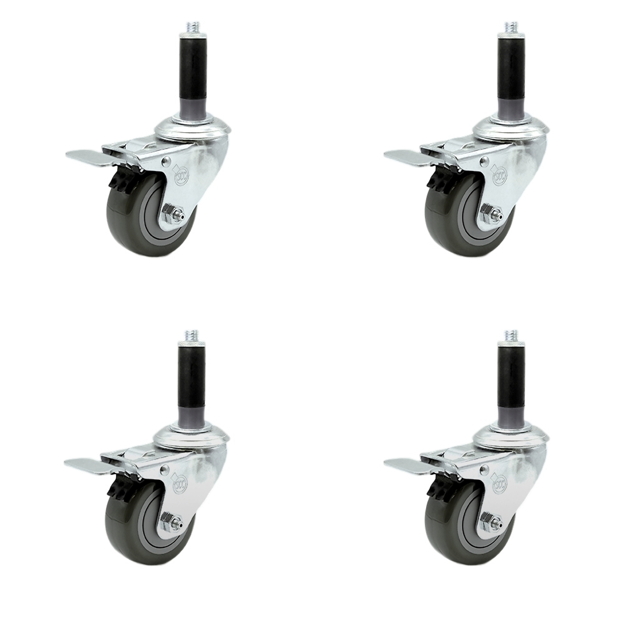 Service Caster, 3 1/2Inch x 1 1/4Inch Stem Casters, Wheel Diameter 3.5 in, Caster Type Rigid, Package (qty.) 4, Model SCC-SSTTLEX20S3514-PPUB-MTG42-4