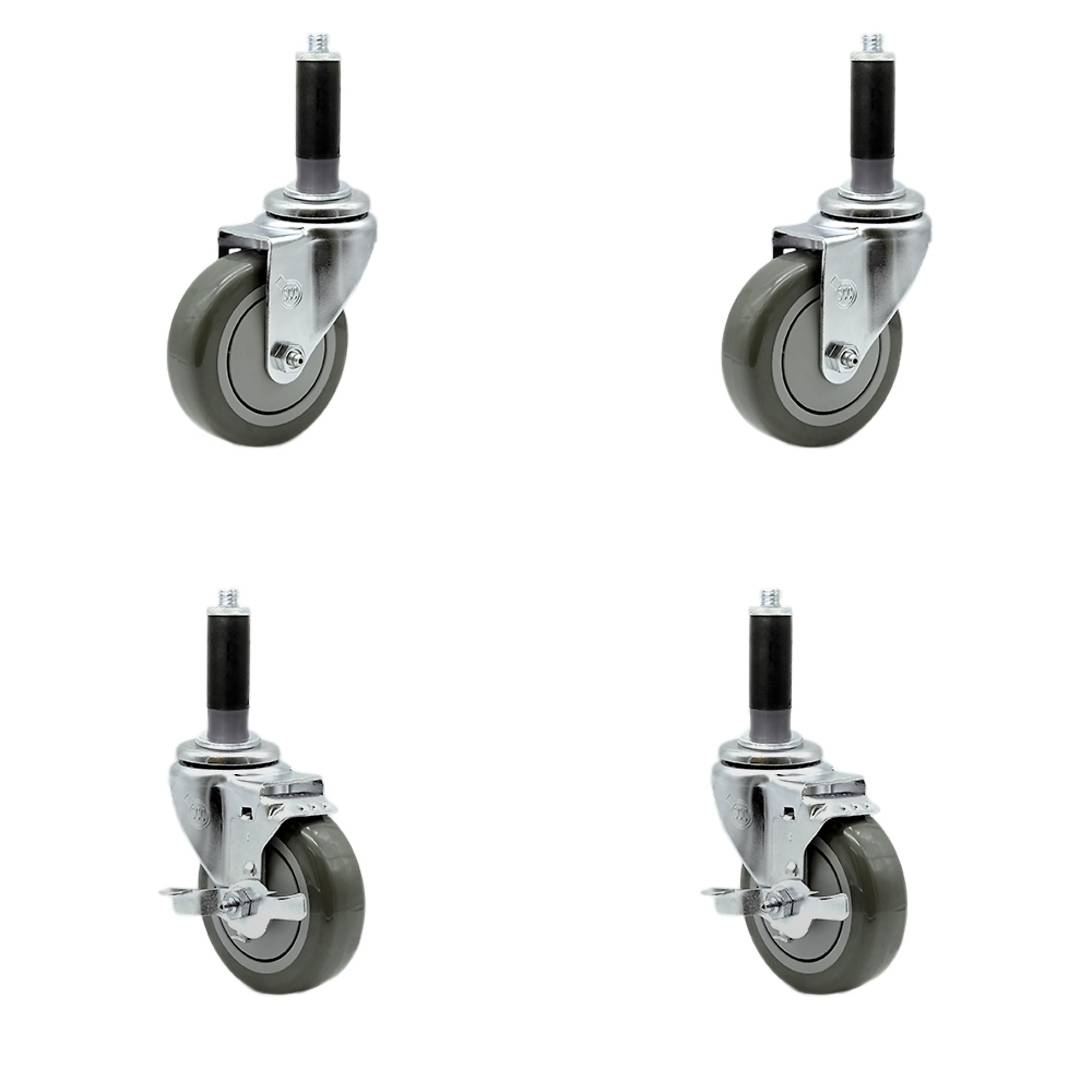 Service Caster, 4Inch x 1 1/4Inch Stem Casters, Wheel Diameter 4 in, Caster Type Swivel, Package (qty.) 4, Model SCC-SSEX20S414-PPUB-2-TLB-2-MTG42