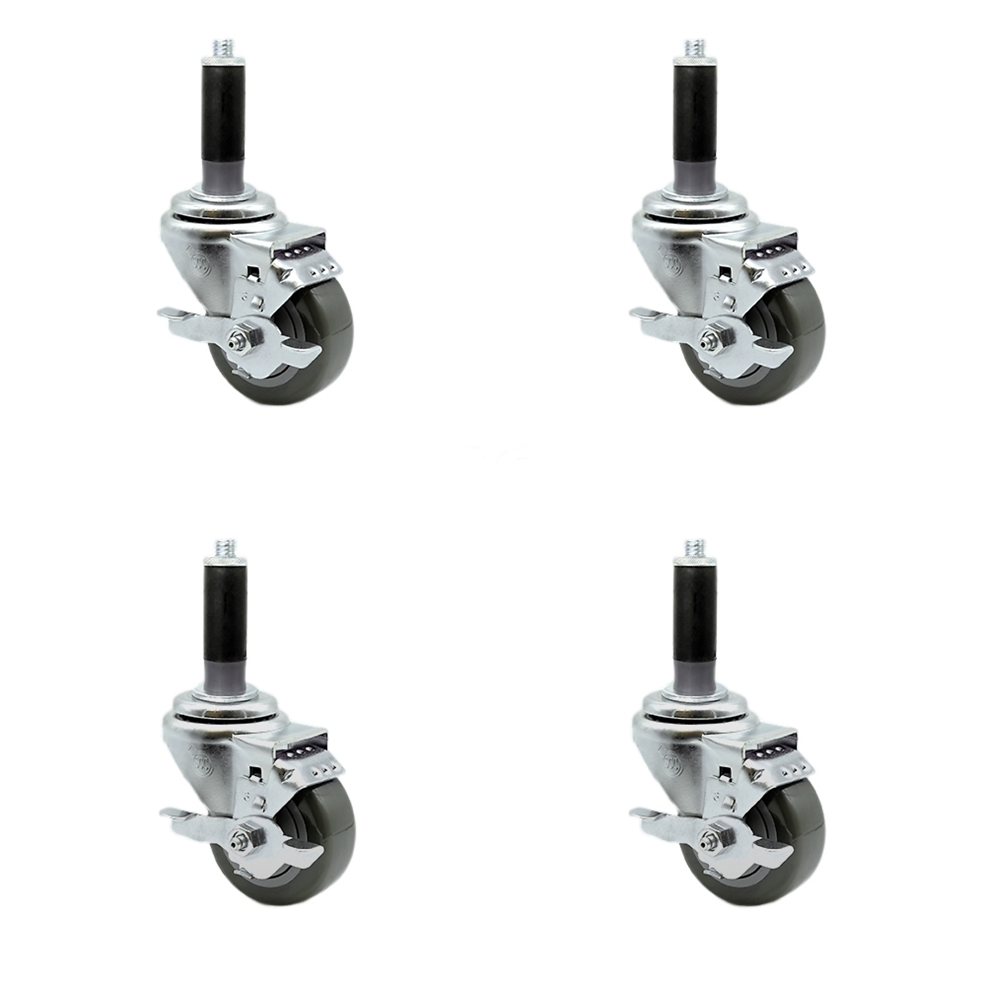 Service Caster, 3Inch x 1 1/4Inch Stem Casters, Wheel Diameter 3 in, Caster Type Rigid, Package (qty.) 4, Model SCC-SSEX20S314-PPUB-TLB-MTG42-4