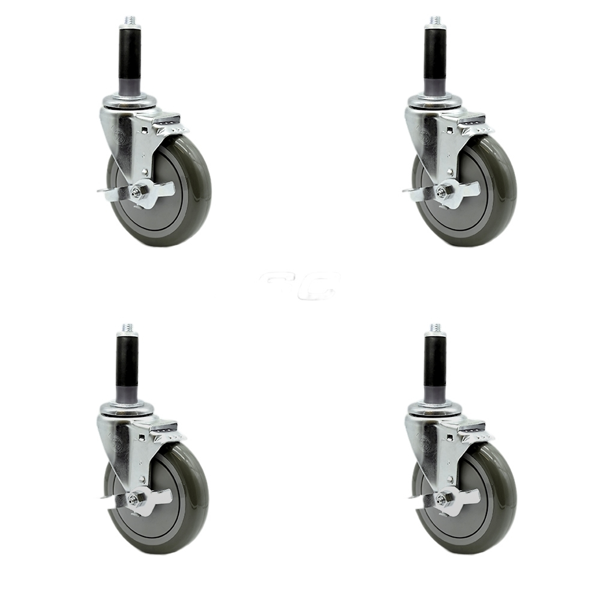 Service Caster, 5Inch x 1 1/4Inch Stem Casters, Wheel Diameter 5 in, Caster Type Rigid, Package (qty.) 4, Model SCC-SSEX20S514-PPUB-TLB-MTG42-4