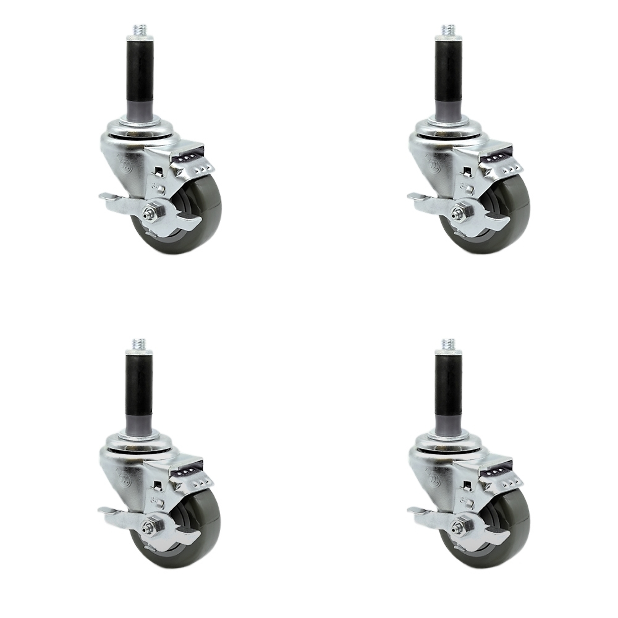 Service Caster, 3 1/2Inch x 1 1/4Inch Stem Casters, Wheel Diameter 3.5 in, Caster Type Rigid, Package (qty.) 4, Model SCC-SSEX20S3514-PPUB-TLB-MTG42-4