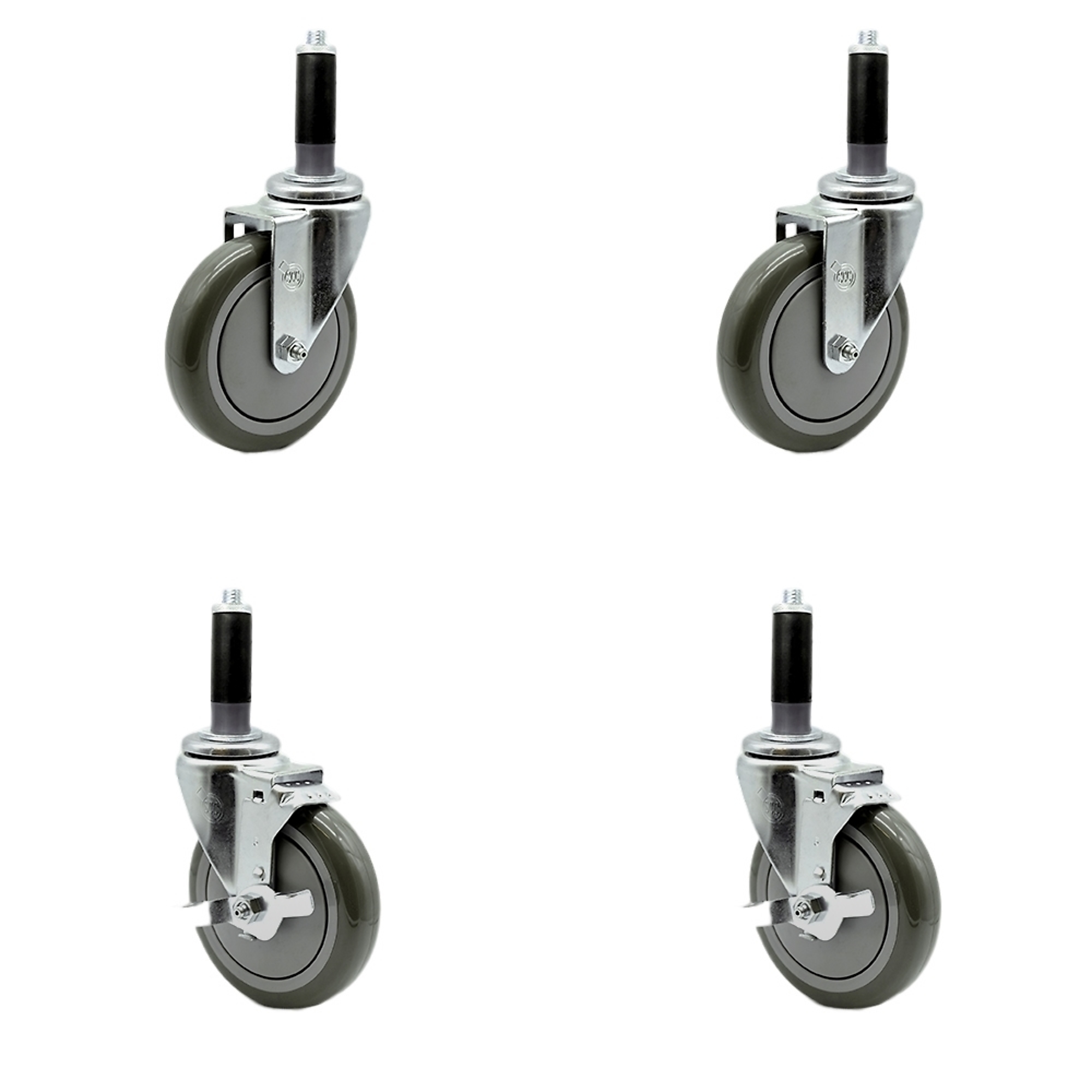 Service Caster, 5Inch x 1 1/4Inch Stem Casters, Wheel Diameter 5 in, Caster Type Swivel, Package (qty.) 4, Model SCC-SSEX20S514-PPUB-2-TLB-2-MTG42