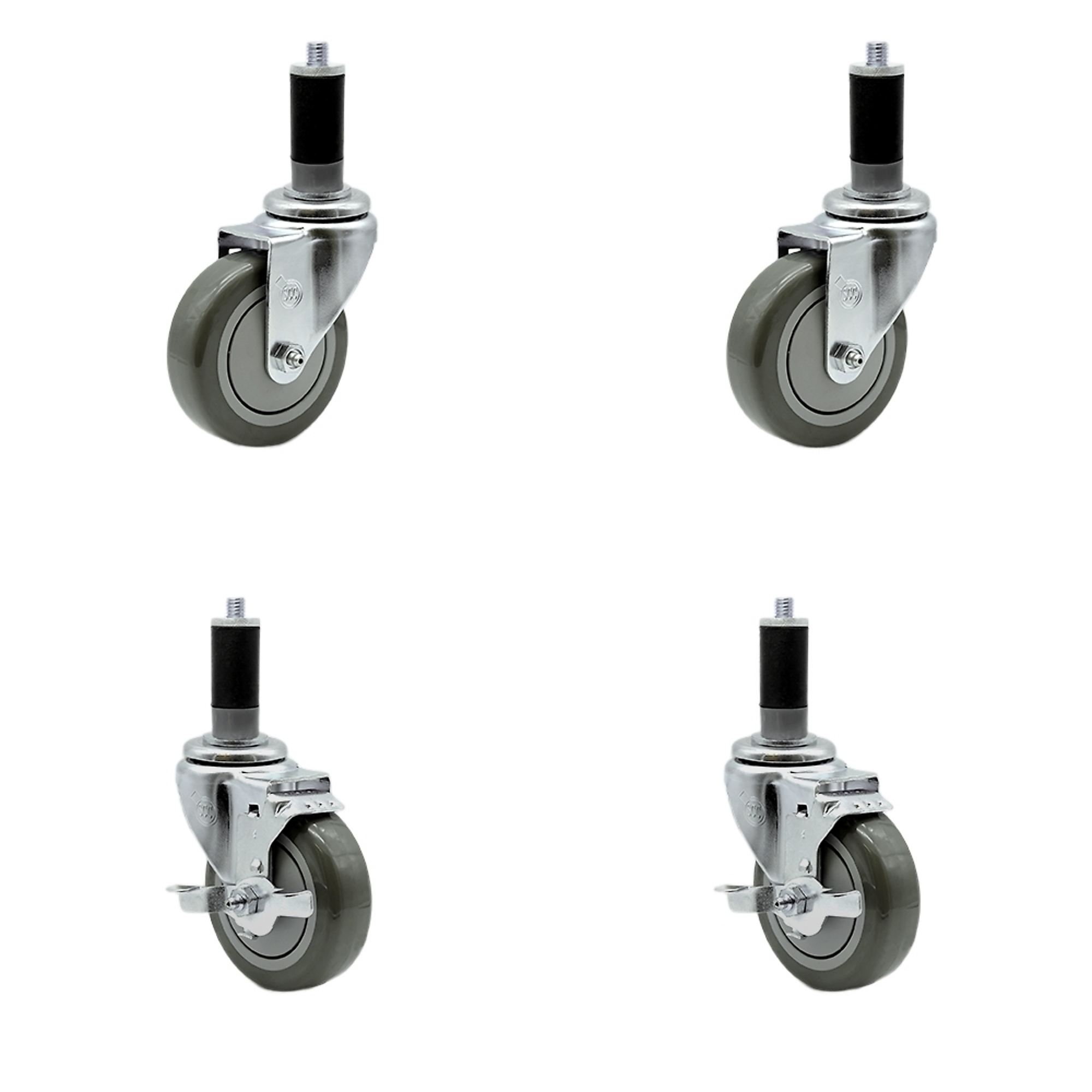 Service Caster, 4Inch x 1 1/4Inch Stem Casters, Wheel Diameter 4 in, Caster Type Swivel, Package (qty.) 4, Model SCC-SSEX20S414-PPUB-2-TLB-2-MTG43