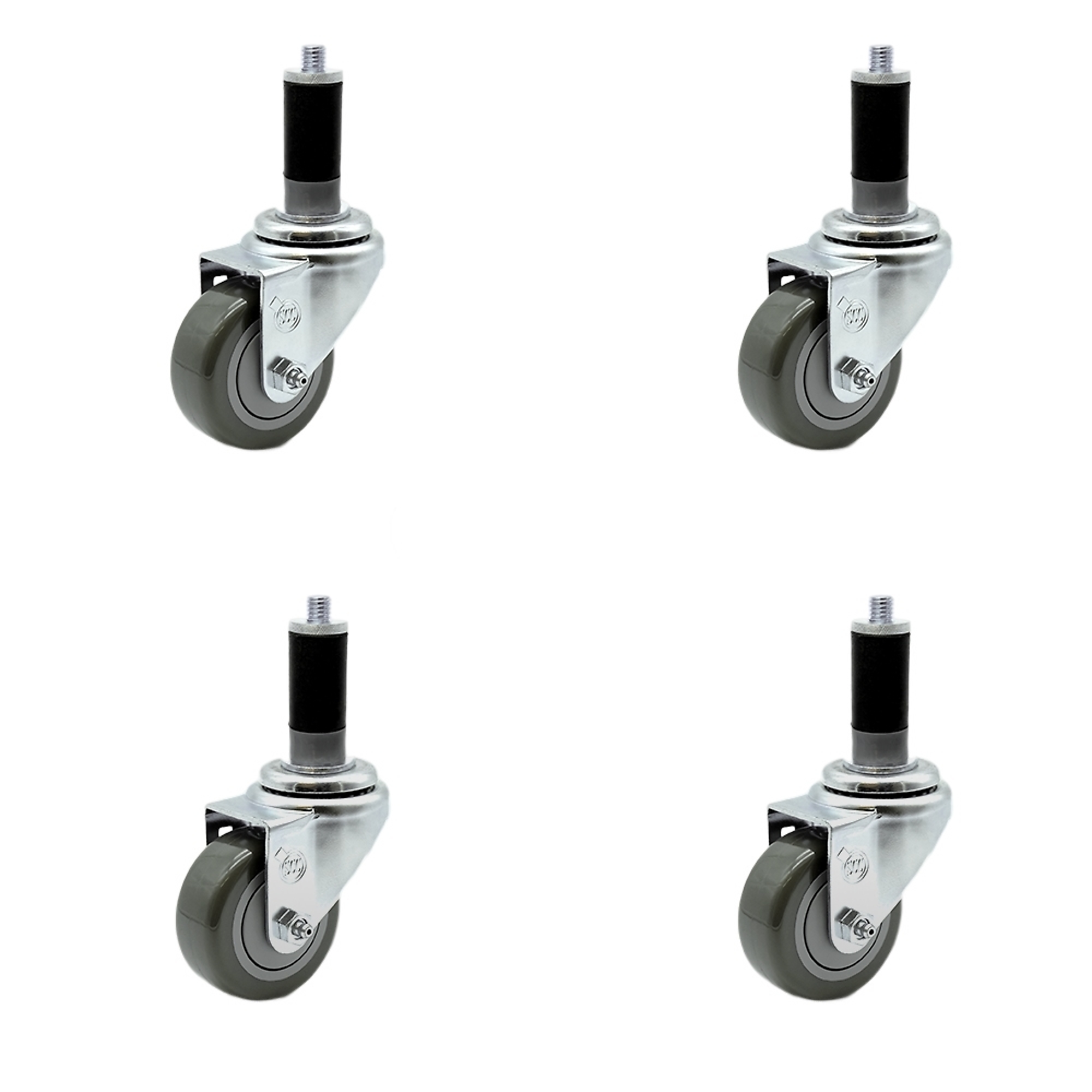 Service Caster, 3Inch x 1 1/4Inch Stem Casters, Wheel Diameter 3 in, Caster Type Rigid, Package (qty.) 4, Model SCC-SSEX20S314-PPUB-MTG43-4