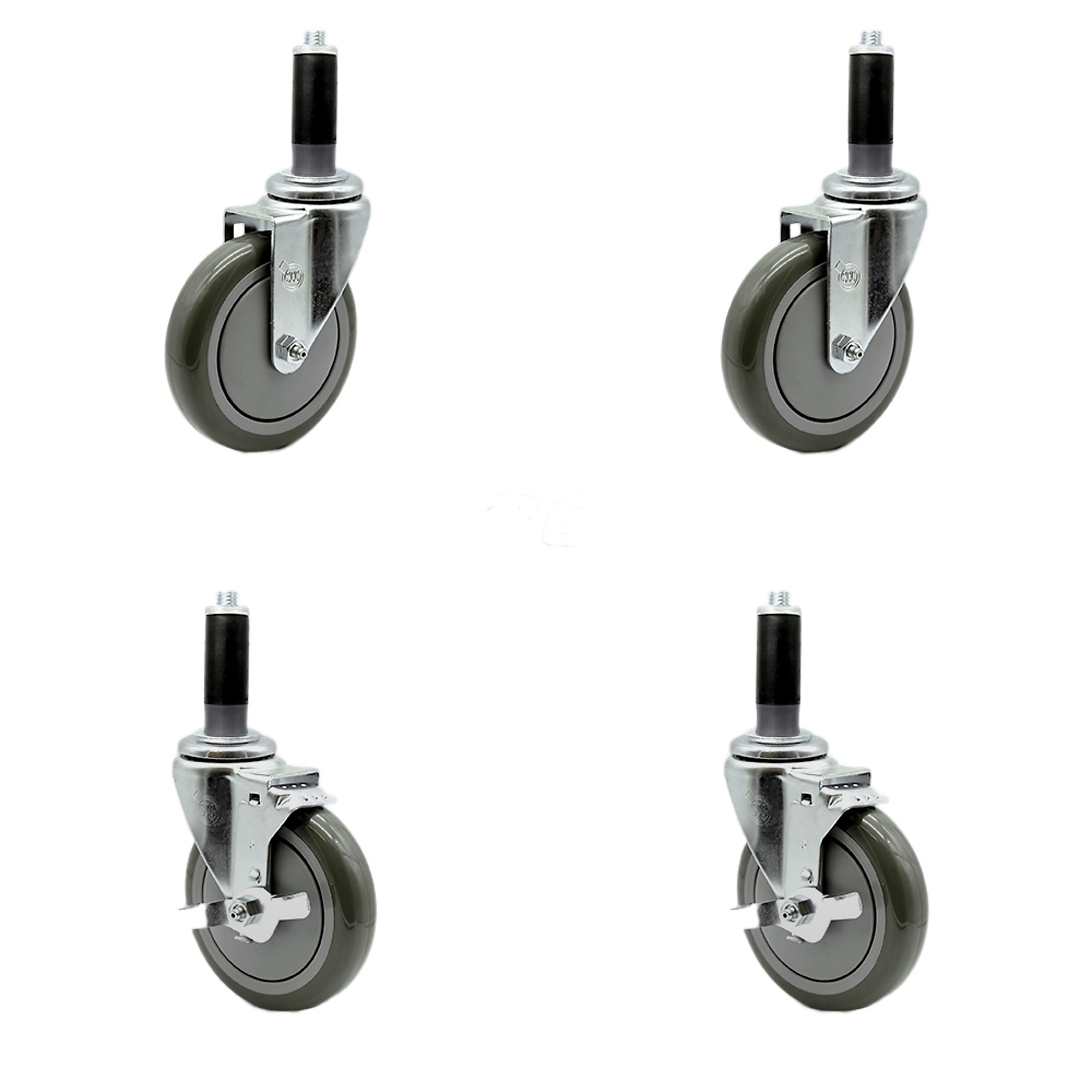 Service Caster, 5Inch x 1 1/4Inch Stem Casters, Wheel Diameter 5 in, Caster Type Swivel, Package (qty.) 4, Model SCC-SSEX20S514-PPUB-2-TLB-2-MTG43