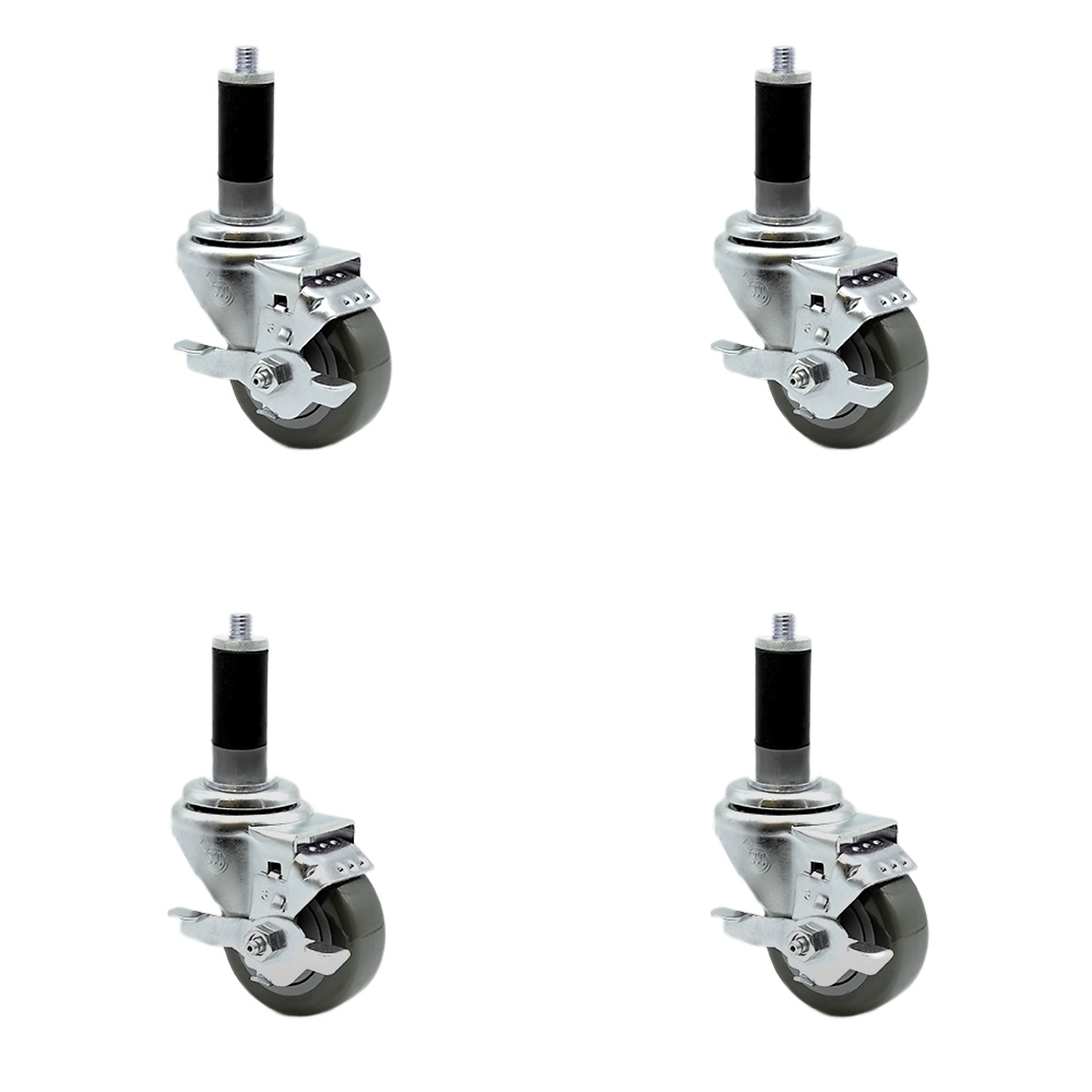 Service Caster, 3Inch x 1 1/4Inch Stem Casters, Wheel Diameter 3 in, Caster Type Rigid, Package (qty.) 4, Model SCC-SSEX20S314-PPUB-TLB-MTG43-4