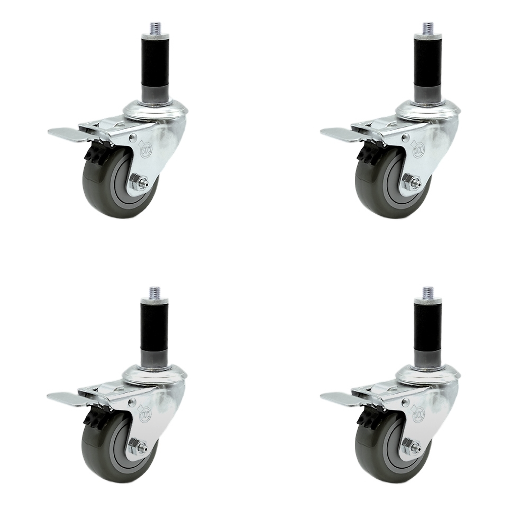 Service Caster, 3 1/2Inch x 1 1/4Inch Stem Casters, Wheel Diameter 3.5 in, Caster Type Rigid, Package (qty.) 4, Model SCC-SSTTLEX20S3514-PPUB-MTG43-4