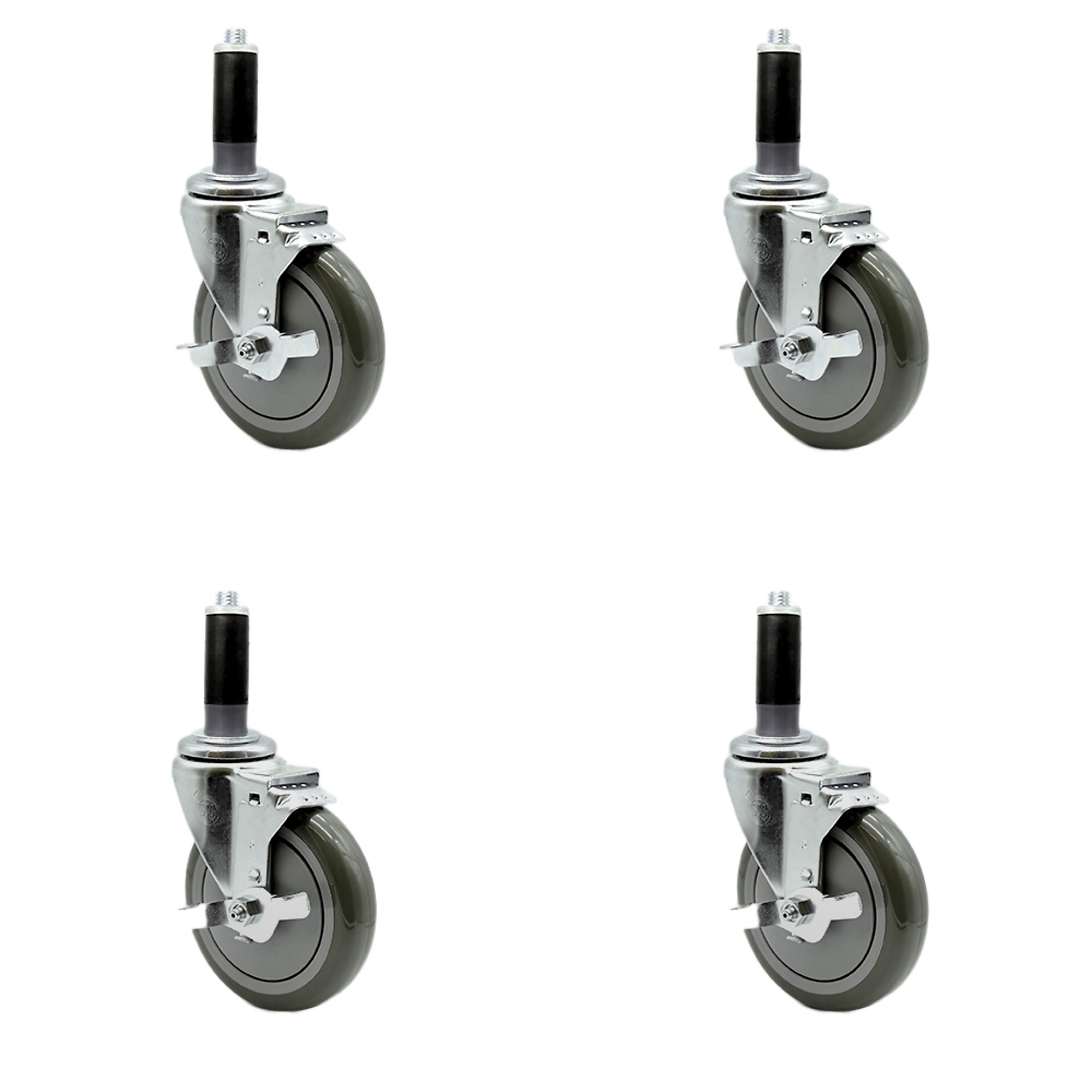 Service Caster, 5Inch x 1 1/4Inch Stem Casters, Wheel Diameter 5 in, Caster Type Rigid, Package (qty.) 4, Model SCC-SSEX20S514-PPUB-TLB-MTG43-4