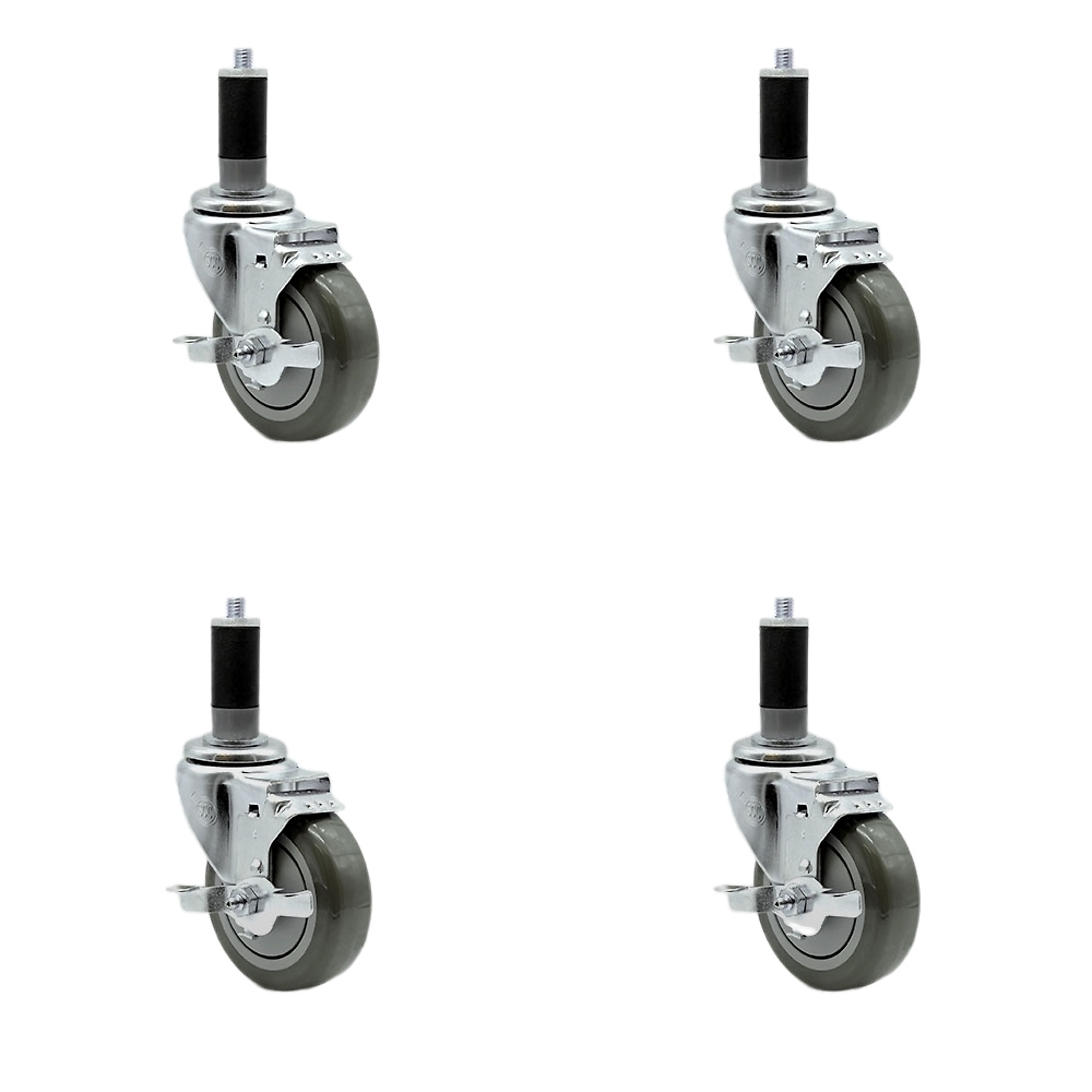 Service Caster, 4Inch x 1 1/4Inch Stem Casters, Wheel Diameter 4 in, Caster Type Rigid, Package (qty.) 4, Model SCC-SSEX20S414-PPUB-TLB-MTG43-4