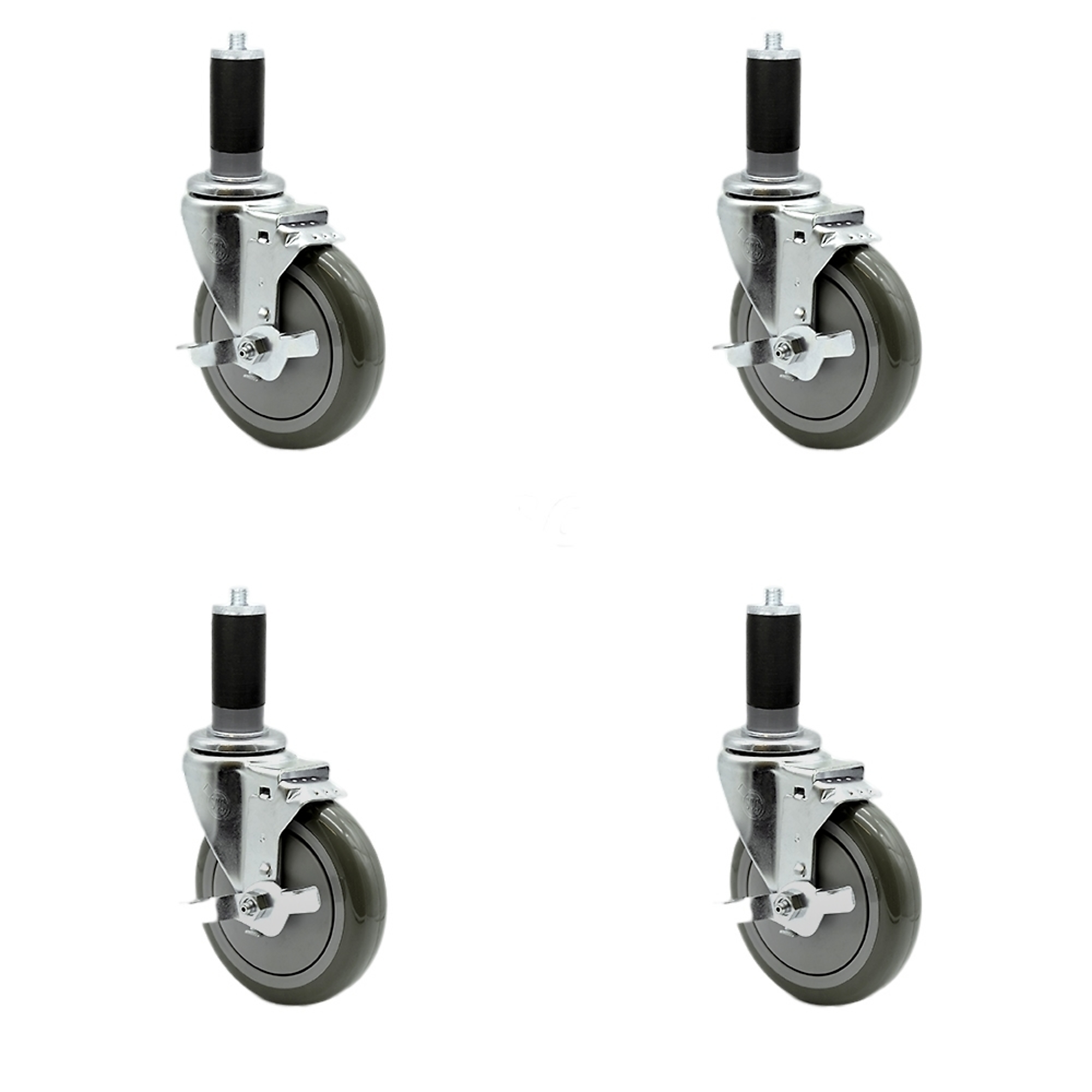 Service Caster, 5Inch x 1 1/4Inch Stem Casters, Wheel Diameter 5 in, Caster Type Rigid, Package (qty.) 4, Model SCC-SSEX20S514-PPUB-TLB-MTG44-4