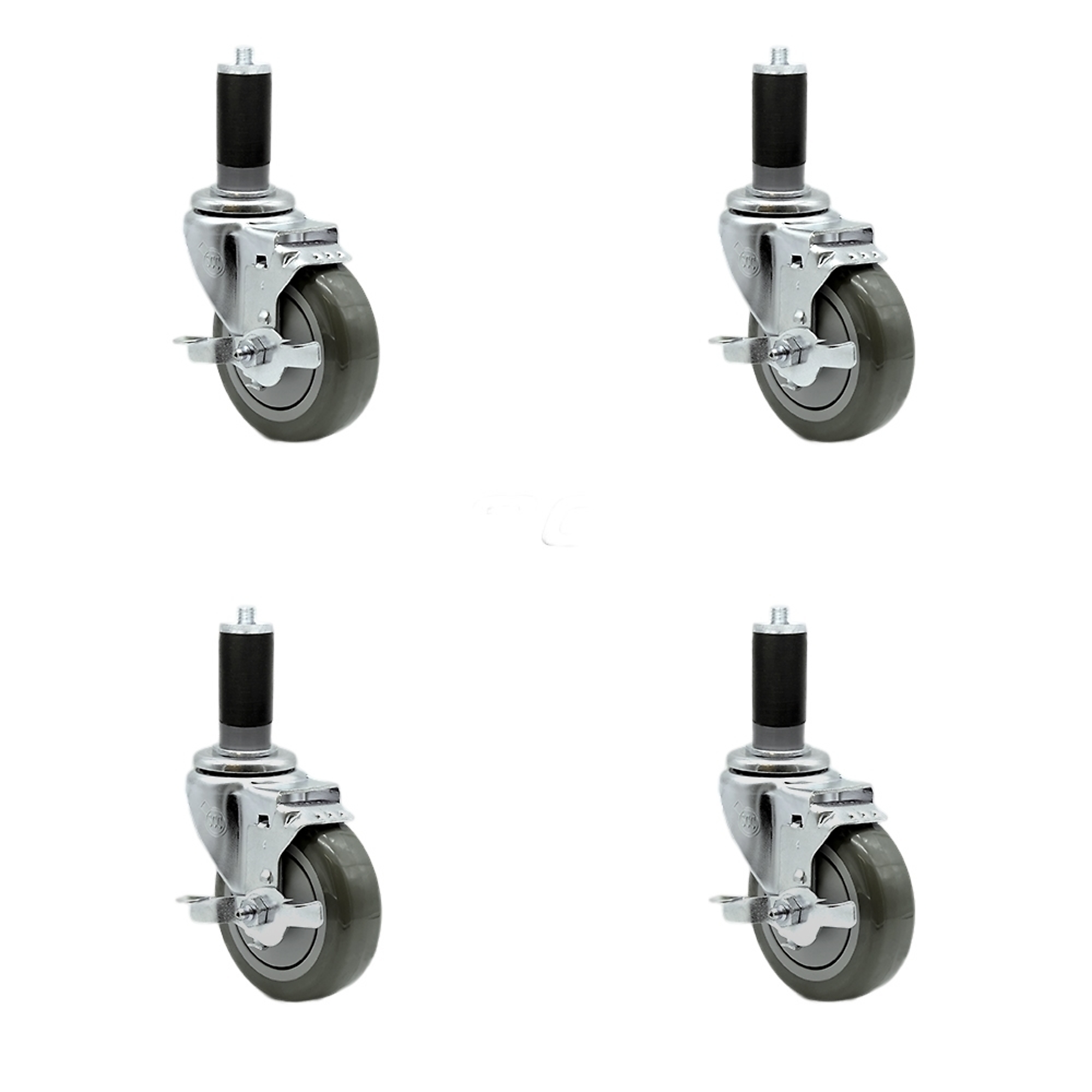 Service Caster, 4Inch x 1 1/4Inch Stem Casters, Wheel Diameter 4 in, Caster Type Rigid, Package (qty.) 4, Model SCC-SSEX20S414-PPUB-TLB-MTG44-4