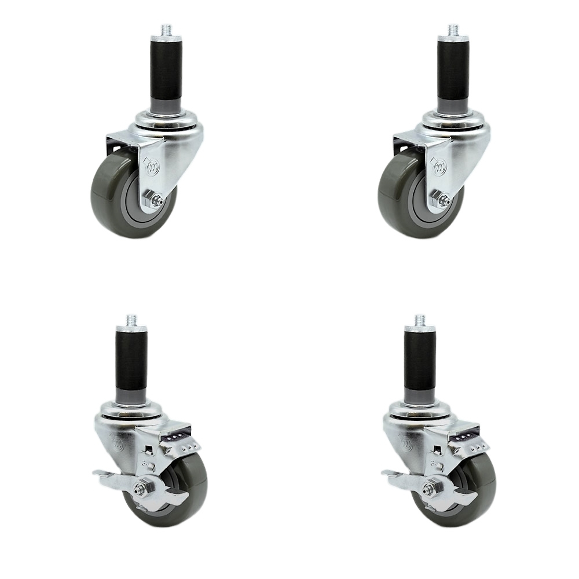 Service Caster, 3 1/2Inch x 1 1/4Inch Stem Casters, Wheel Diameter 3.5 in, Caster Type Swivel, Package (qty.) 4, Model SCC-SSEX20S3514-PPUB-2-TLB-2-