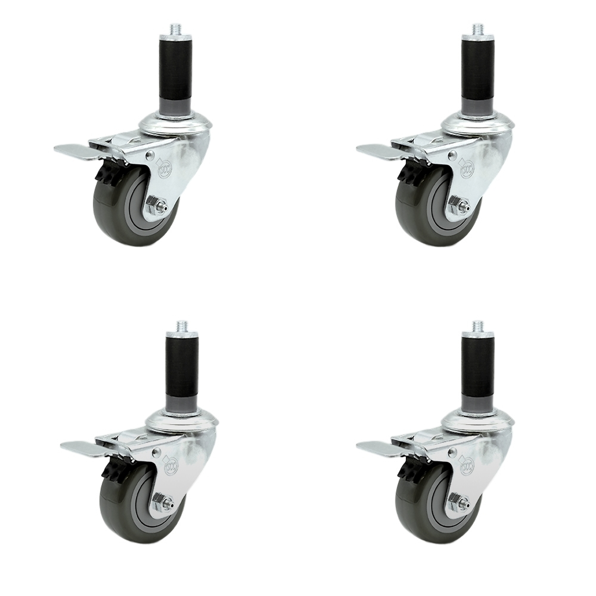 Service Caster, 3 1/2Inch x 1 1/4Inch Stem Casters, Wheel Diameter 3.5 in, Caster Type Rigid, Package (qty.) 4, Model SCC-SSTTLEX20S3514-PPUB-MTG44-4