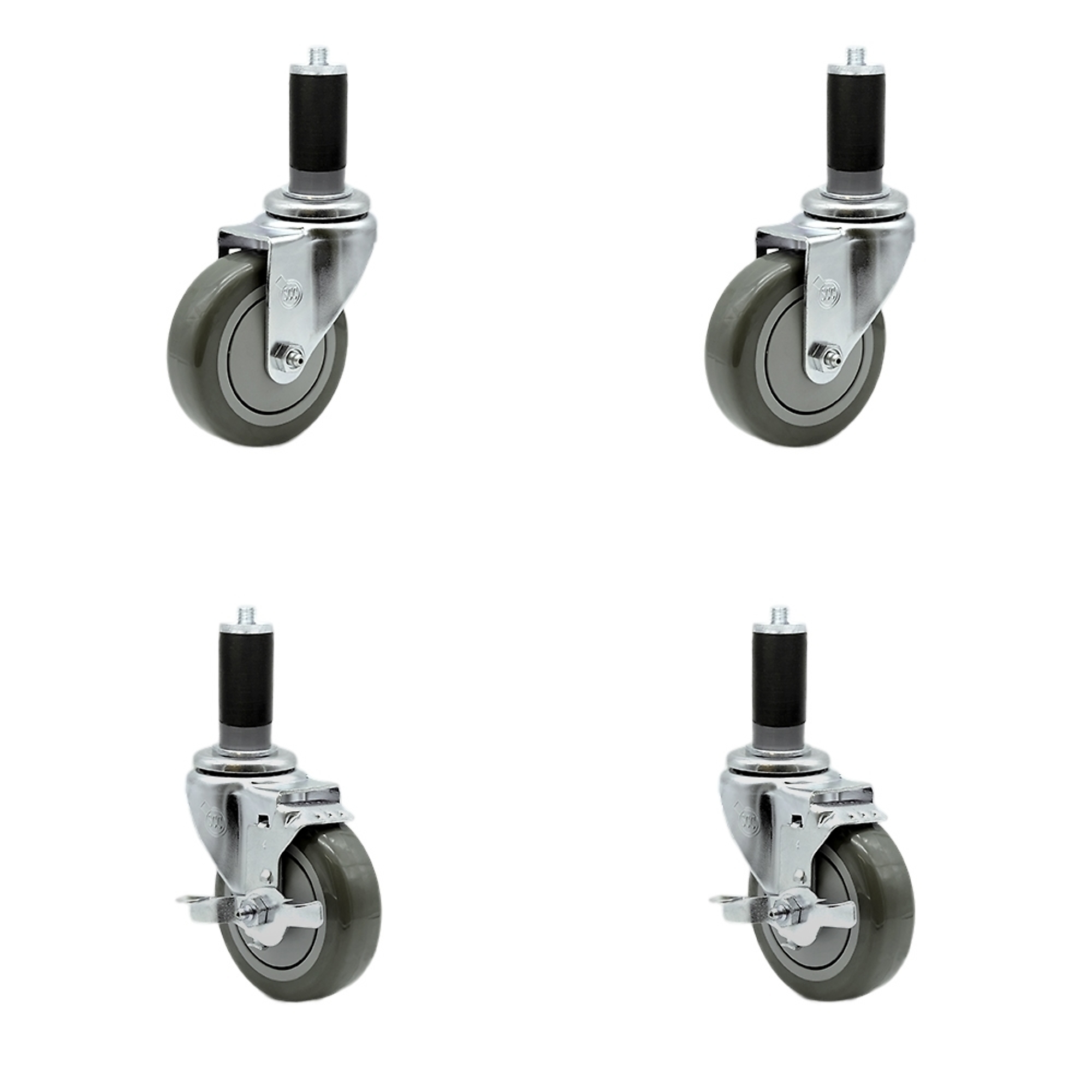 Service Caster, 4Inch x 1 1/4Inch Stem Casters, Wheel Diameter 4 in, Caster Type Swivel, Package (qty.) 4, Model SCC-SSEX20S414-PPUB-2-TLB-2-MTG44