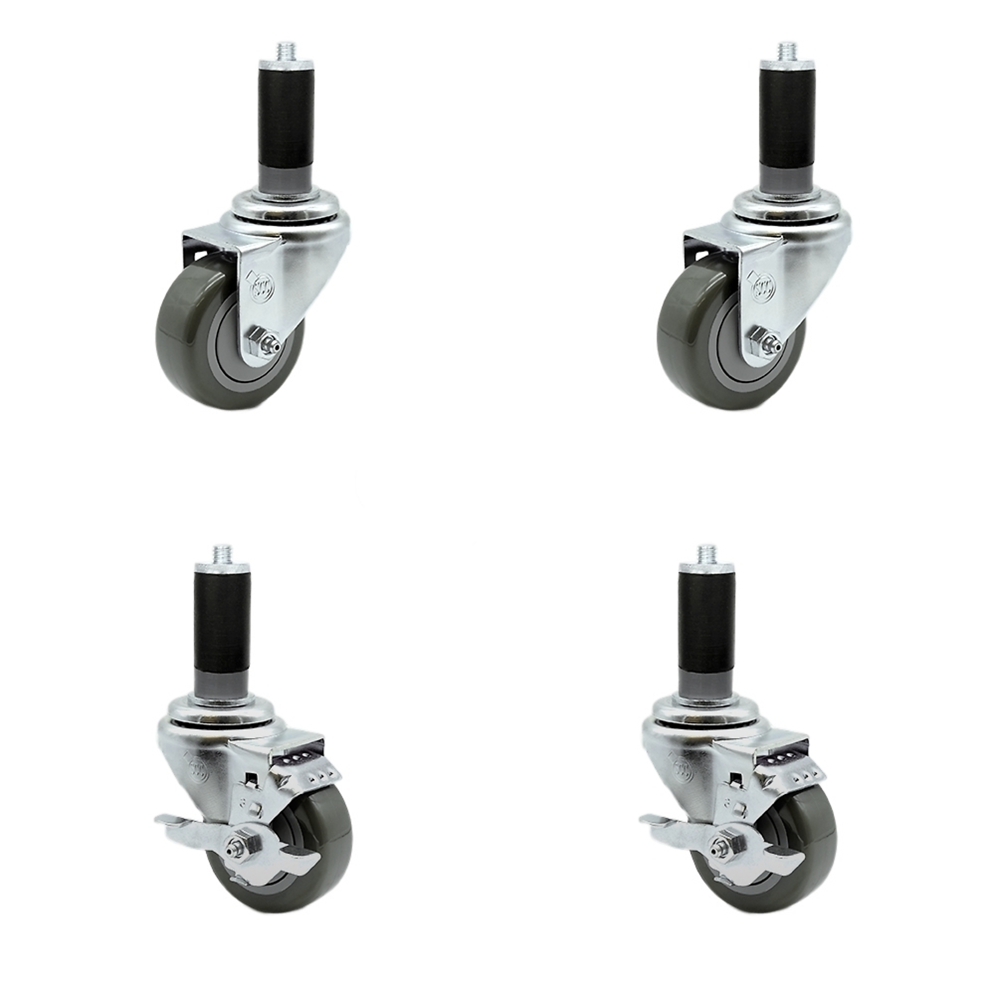 Service Caster, 3 1/2Inch x 1 1/4Inch Stem Casters, Wheel Diameter 3.5 in, Caster Type Swivel, Package (qty.) 4, Model SCC-SSEX20S3514-PPUB-2-TLB-2-