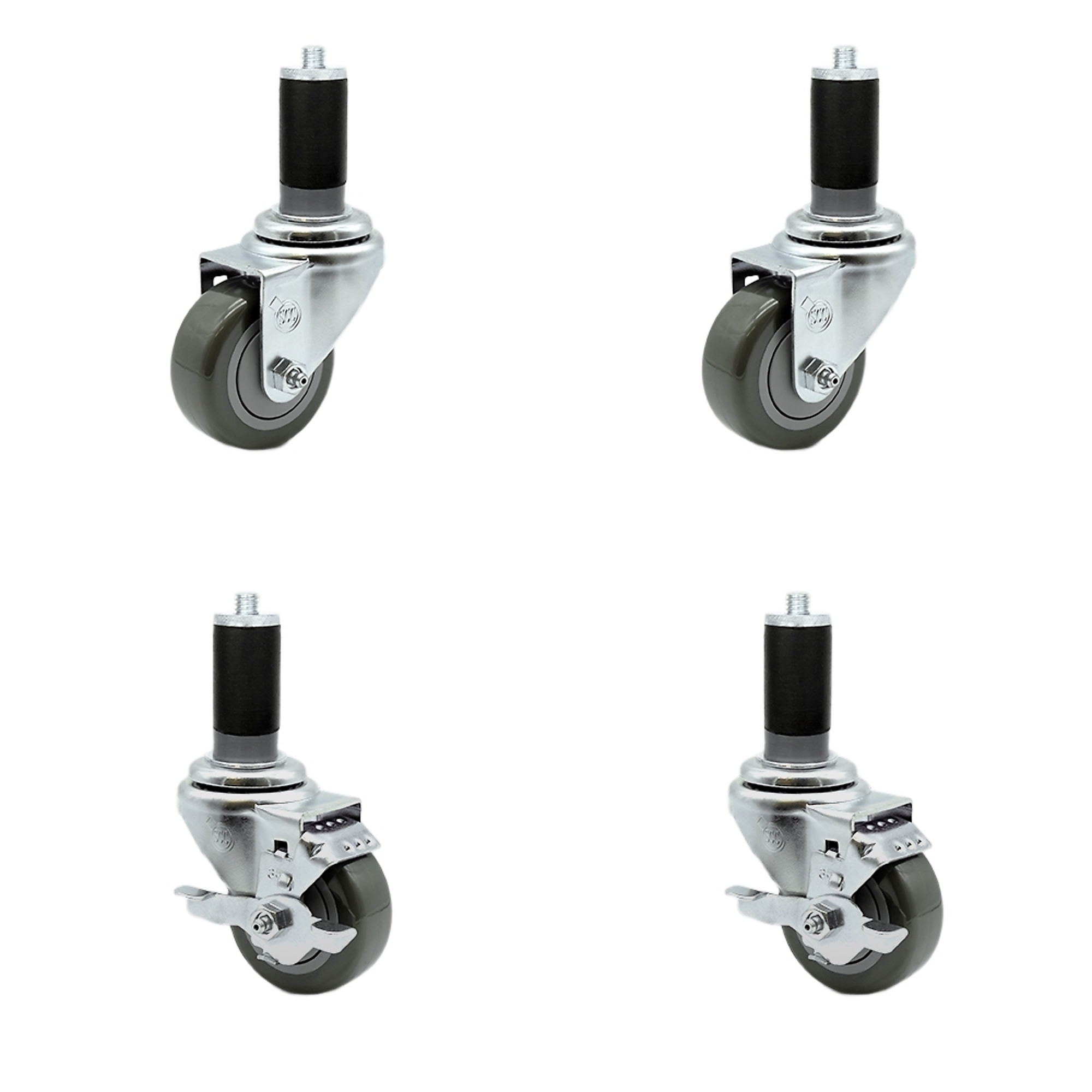 Service Caster, 3 1/2Inch x 1 1/4Inch Stem Casters, Wheel Diameter 3.5 in, Caster Type Swivel, Package (qty.) 4, Model SCC-SSEX20S3514-PPUB-2-TLB-2-