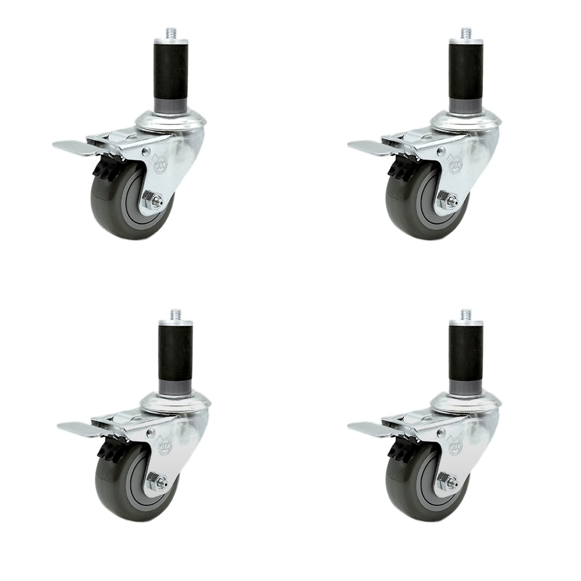 Service Caster, 3 1/2Inch x 1 1/4Inch Stem Casters, Wheel Diameter 3.5 in, Caster Type Rigid, Package (qty.) 4, Model SCC-SSTTLEX20S3514-PPUB-MTG45-4