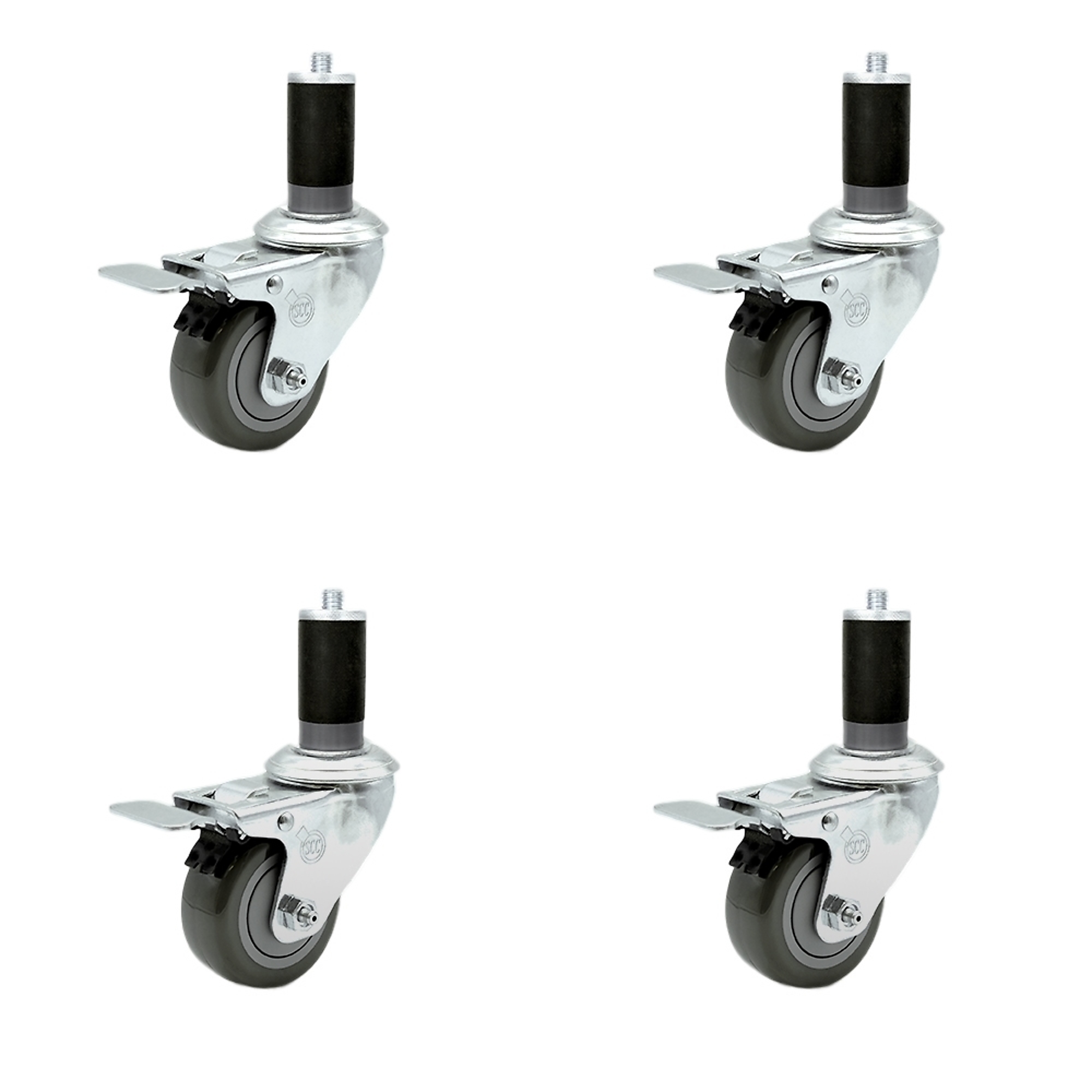 Service Caster, 3 1/2Inch x 1 1/4Inch Stem Casters, Wheel Diameter 3.5 in, Caster Type Rigid, Package (qty.) 4, Model SCC-SSTTLEX20S3514-PPUB-MTG46-4