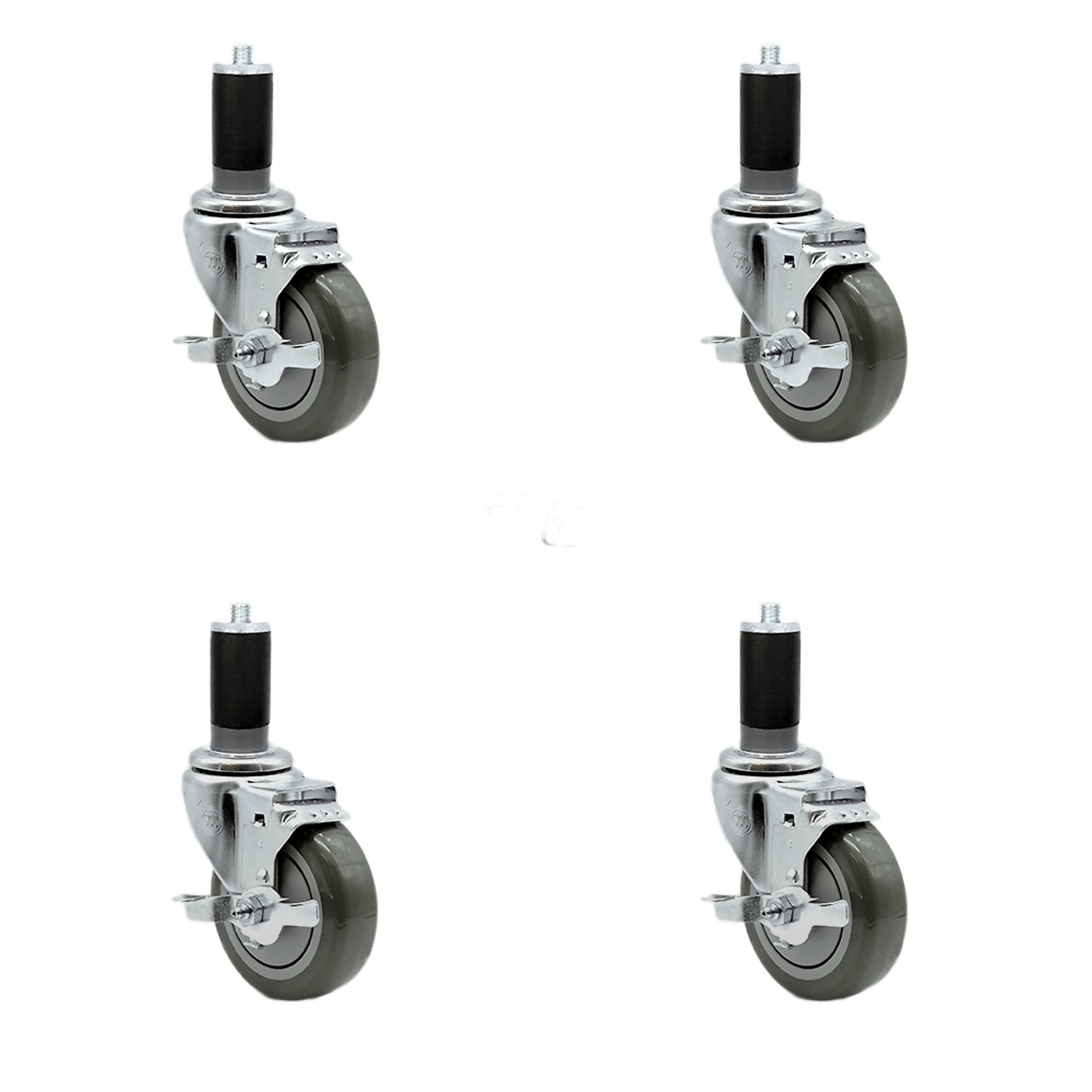 Service Caster, 4Inch x 1 1/4Inch Stem Casters, Wheel Diameter 4 in, Caster Type Rigid, Package (qty.) 4, Model SCC-SSEX20S414-PPUB-TLB-MTG46-4