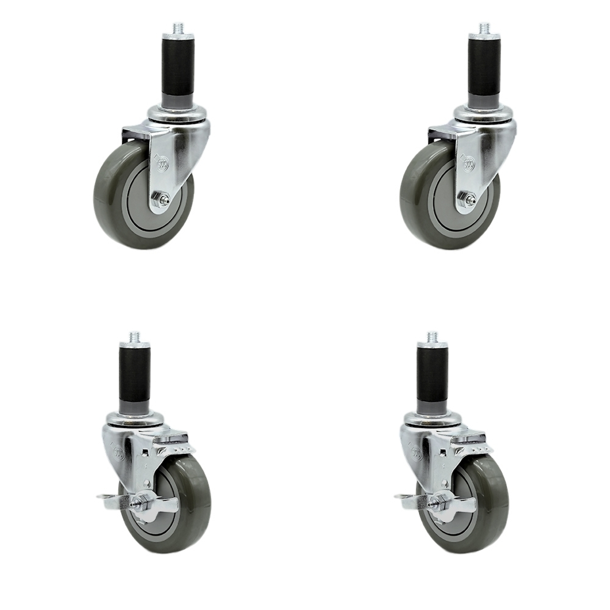 Service Caster, 4Inch x 1 1/4Inch Stem Casters, Wheel Diameter 4 in, Caster Type Swivel, Package (qty.) 4, Model SCC-SSEX20S414-PPUB-2-TLB-2-MTG45