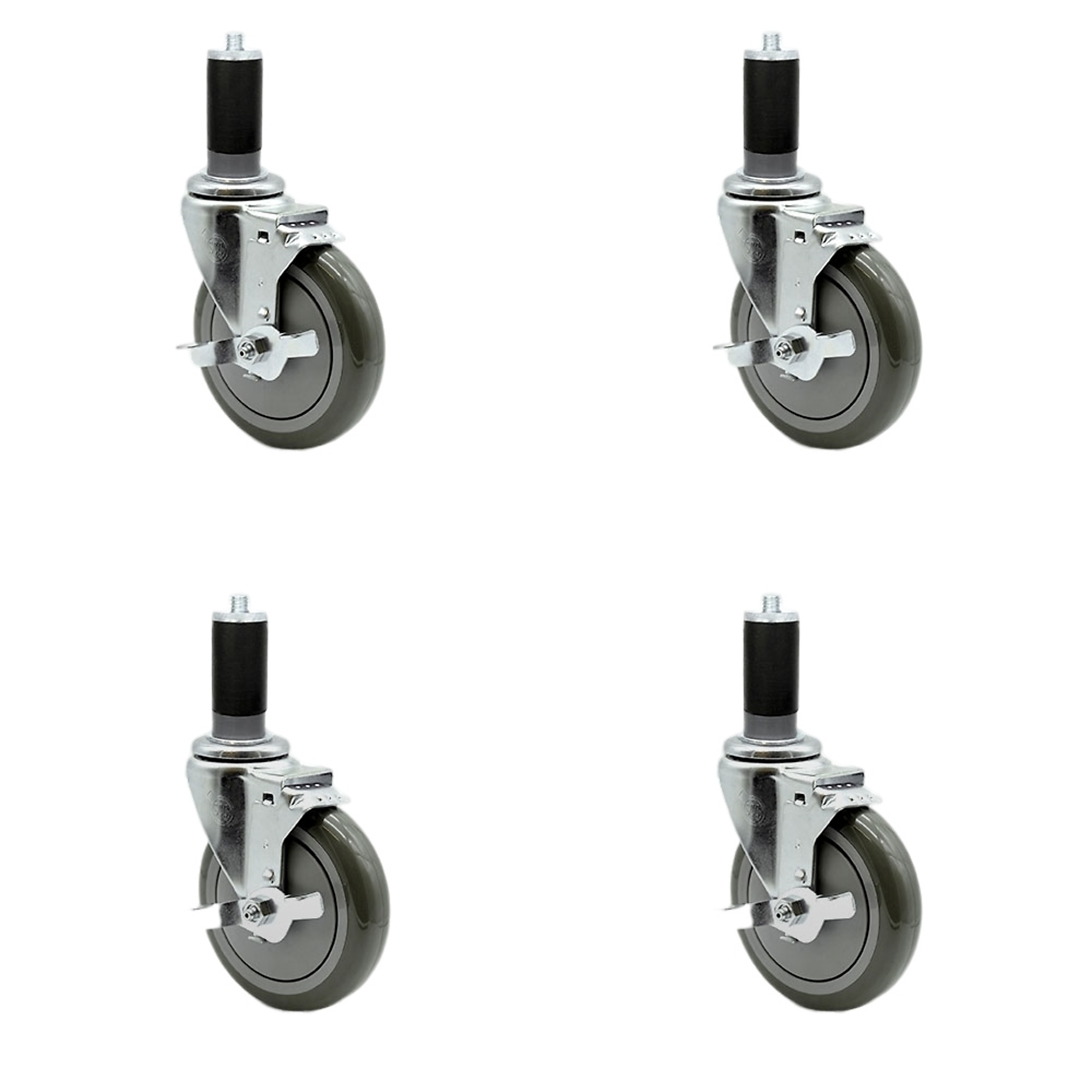 Service Caster, 5Inch x 1 1/4Inch Stem Casters, Wheel Diameter 5 in, Caster Type Rigid, Package (qty.) 4, Model SCC-SSEX20S514-PPUB-TLB-MTG45-4