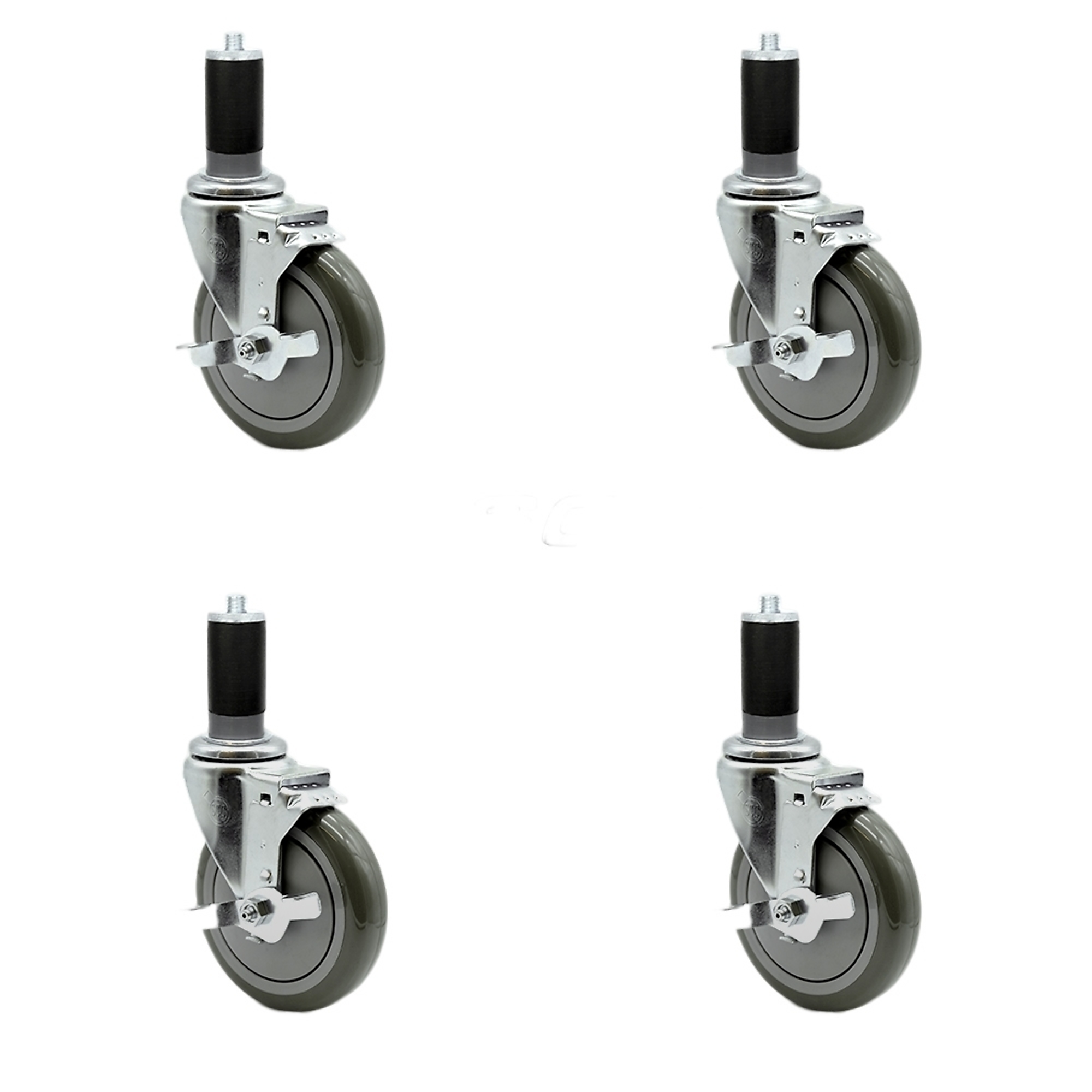 Service Caster, 5Inch x 1 1/4Inch Stem Casters, Wheel Diameter 5 in, Caster Type Rigid, Package (qty.) 4, Model SCC-SSEX20S514-PPUB-TLB-MTG46-4