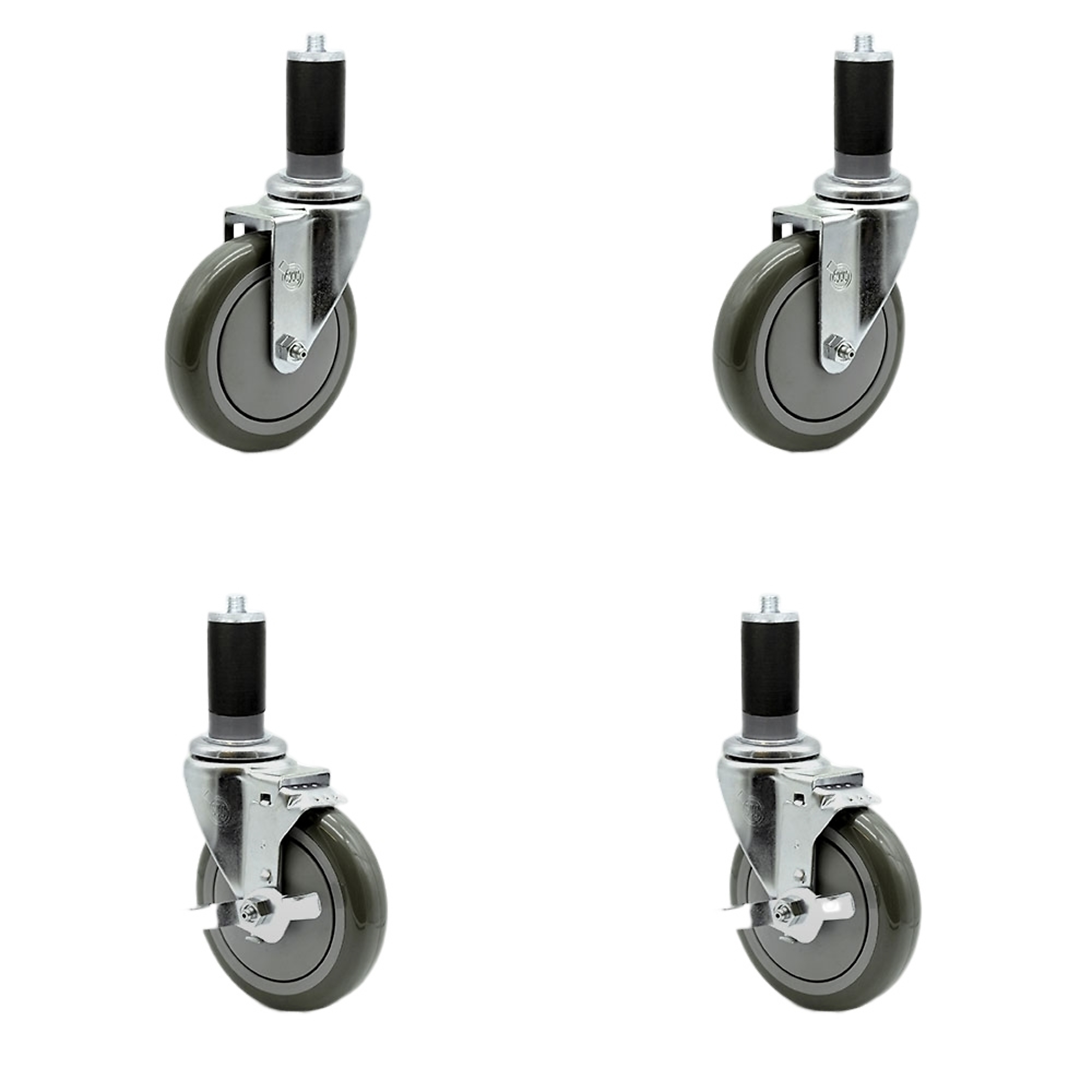 Service Caster, 5Inch x 1 1/4Inch Stem Casters, Wheel Diameter 5 in, Caster Type Swivel, Package (qty.) 4, Model SCC-SSEX20S514-PPUB-2-TLB-2-MTG46