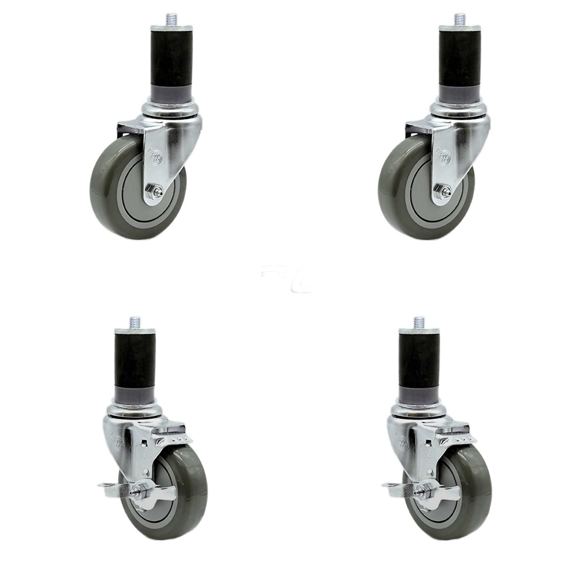 Service Caster, 4Inch x 1 1/4Inch Stem Casters, Wheel Diameter 4 in, Caster Type Swivel, Package (qty.) 4, Model SCC-SSEX20S414-PPUB-2-TLB-2-MTG47