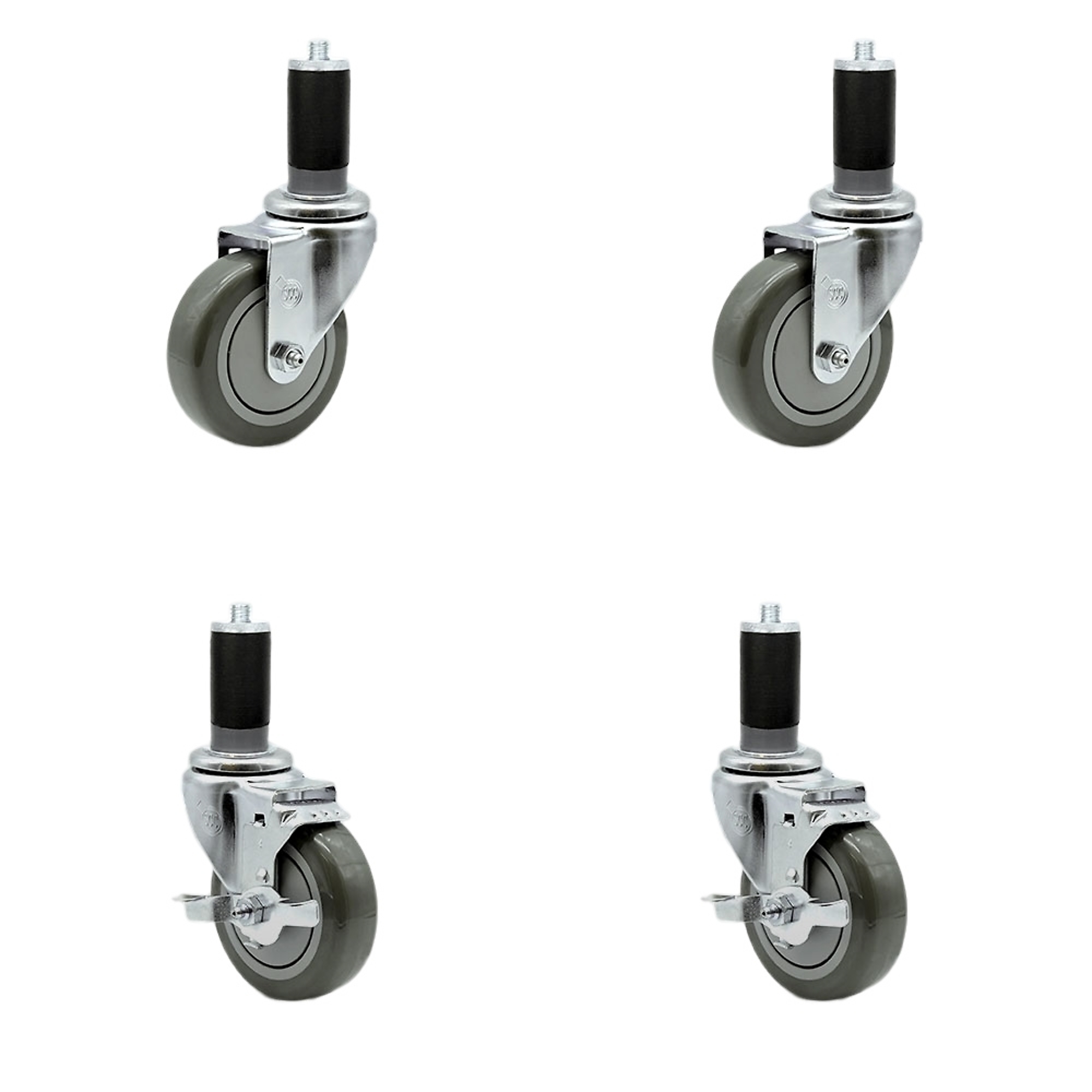 Service Caster, 4Inch x 1 1/4Inch Stem Casters, Wheel Diameter 4 in, Caster Type Swivel, Package (qty.) 4, Model SCC-SSEX20S414-PPUB-2-TLB-2-MTG46