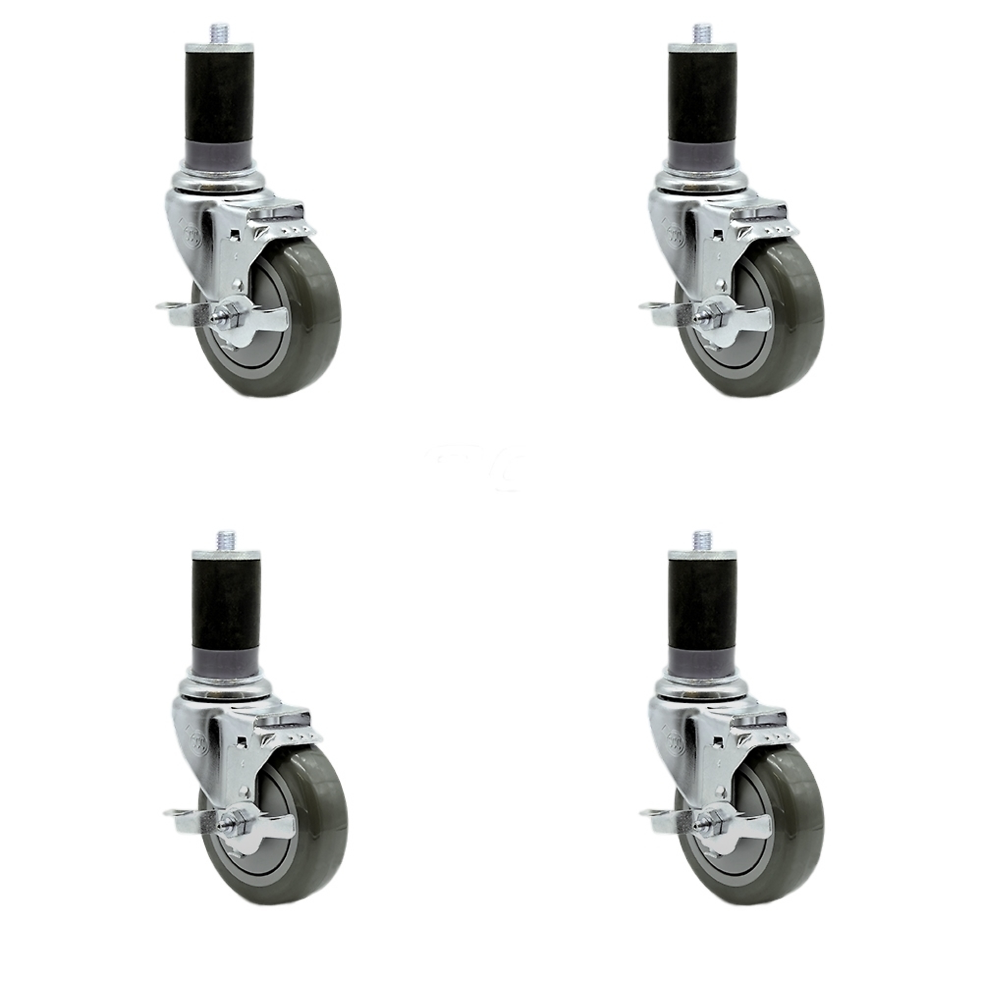 Service Caster, 4Inch x 1 1/4Inch Stem Casters, Wheel Diameter 4 in, Caster Type Rigid, Package (qty.) 4, Model SCC-SSEX20S414-PPUB-TLB-MTG47-4