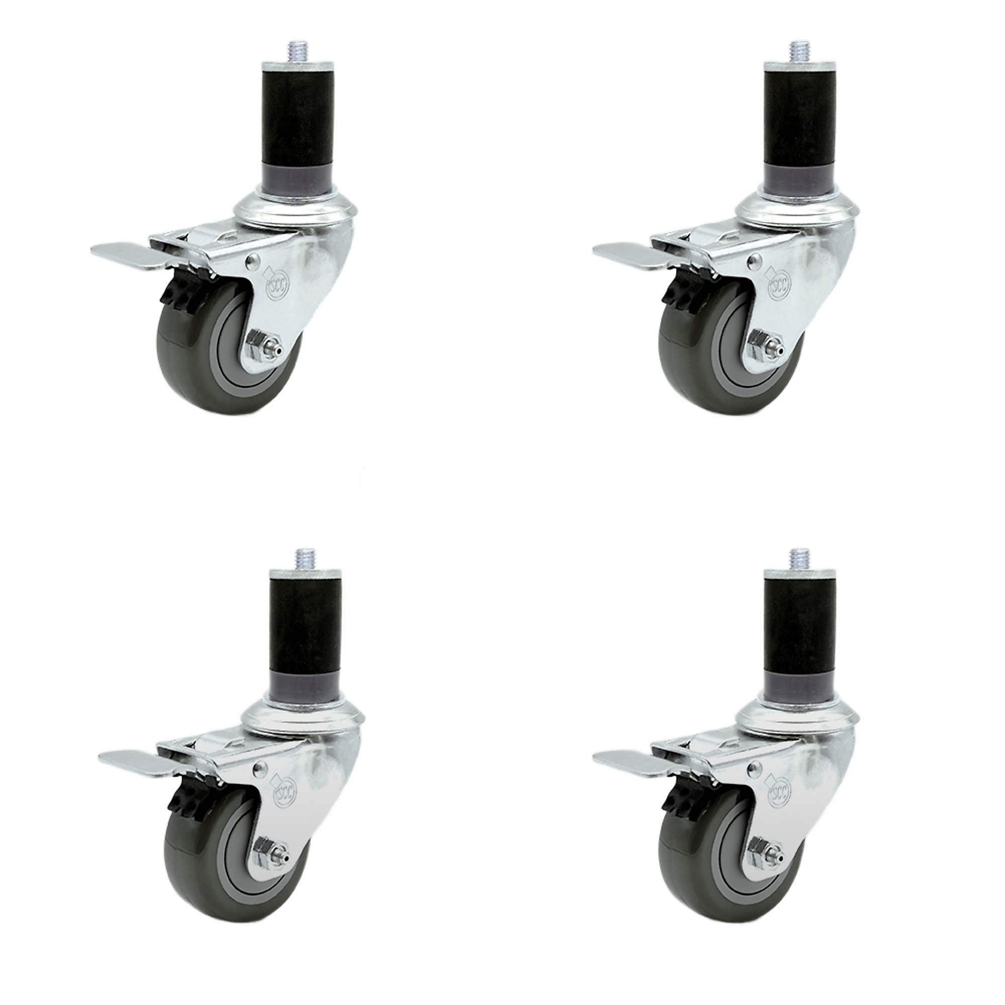 Service Caster, 3 1/2Inch x 1 1/4Inch Stem Casters, Wheel Diameter 3.5 in, Caster Type Rigid, Package (qty.) 4, Model SCC-SSTTLEX20S3514-PPUB-MTG47-4